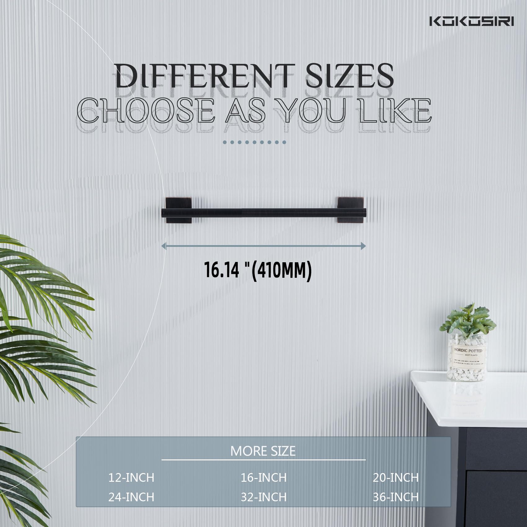 KOKOSIRI 16 Inch Oil Rubbed Bronze Stainless Steel Towel Bar - Bathroom & Kitchen Towel Holder with Rustproof Design (B4005ORB-L16) - Perfect for Hanging Hand Towels in Bathrooms, Kitchens, and Cabinets