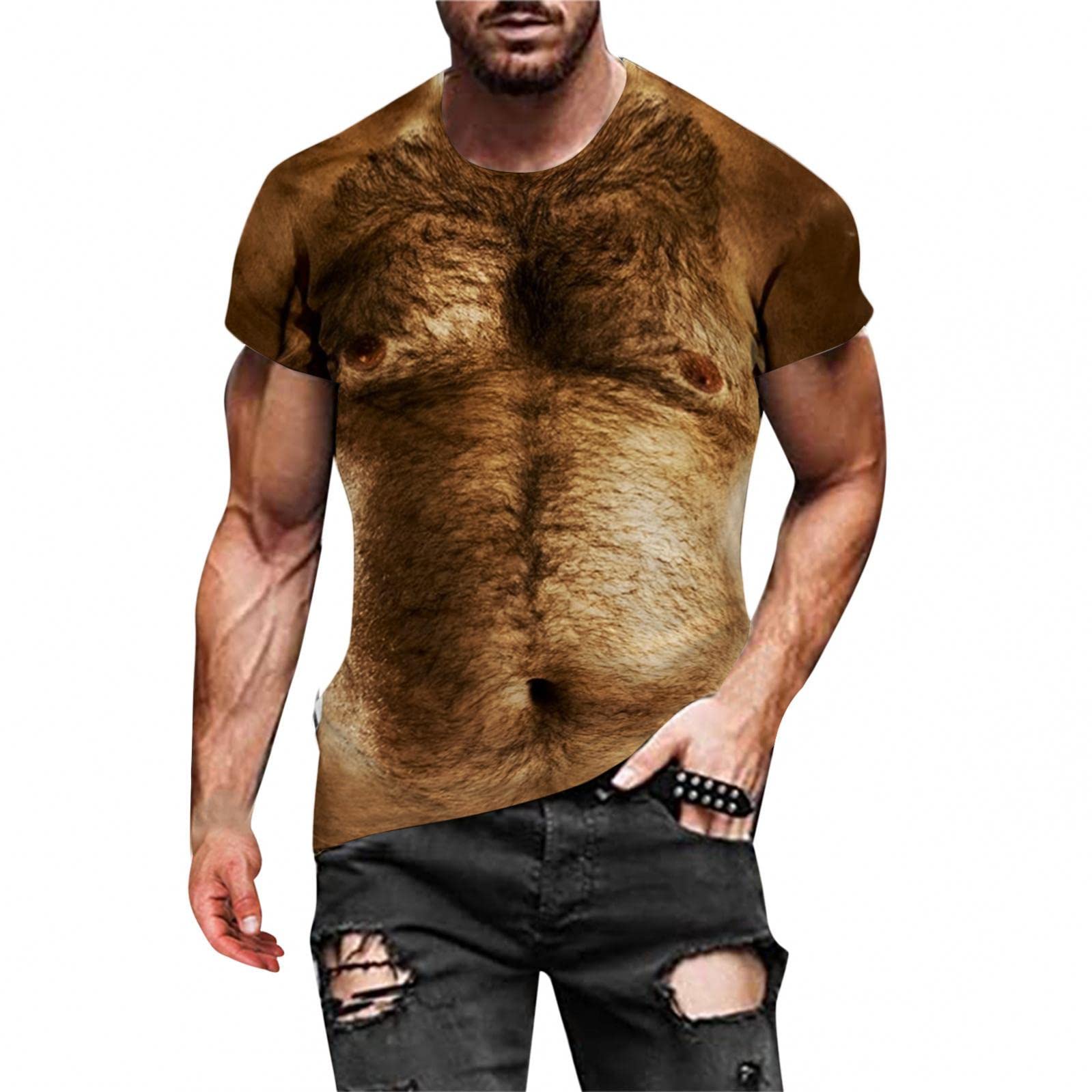 NOLDARES Men's Graphic Muscle 3D Print Short Sleeve T-Shirt - Breathable Workout Shirt for Gym, Fitness & Casual Wear - Cool Round Neck Tee for Exercise & Everyday Style