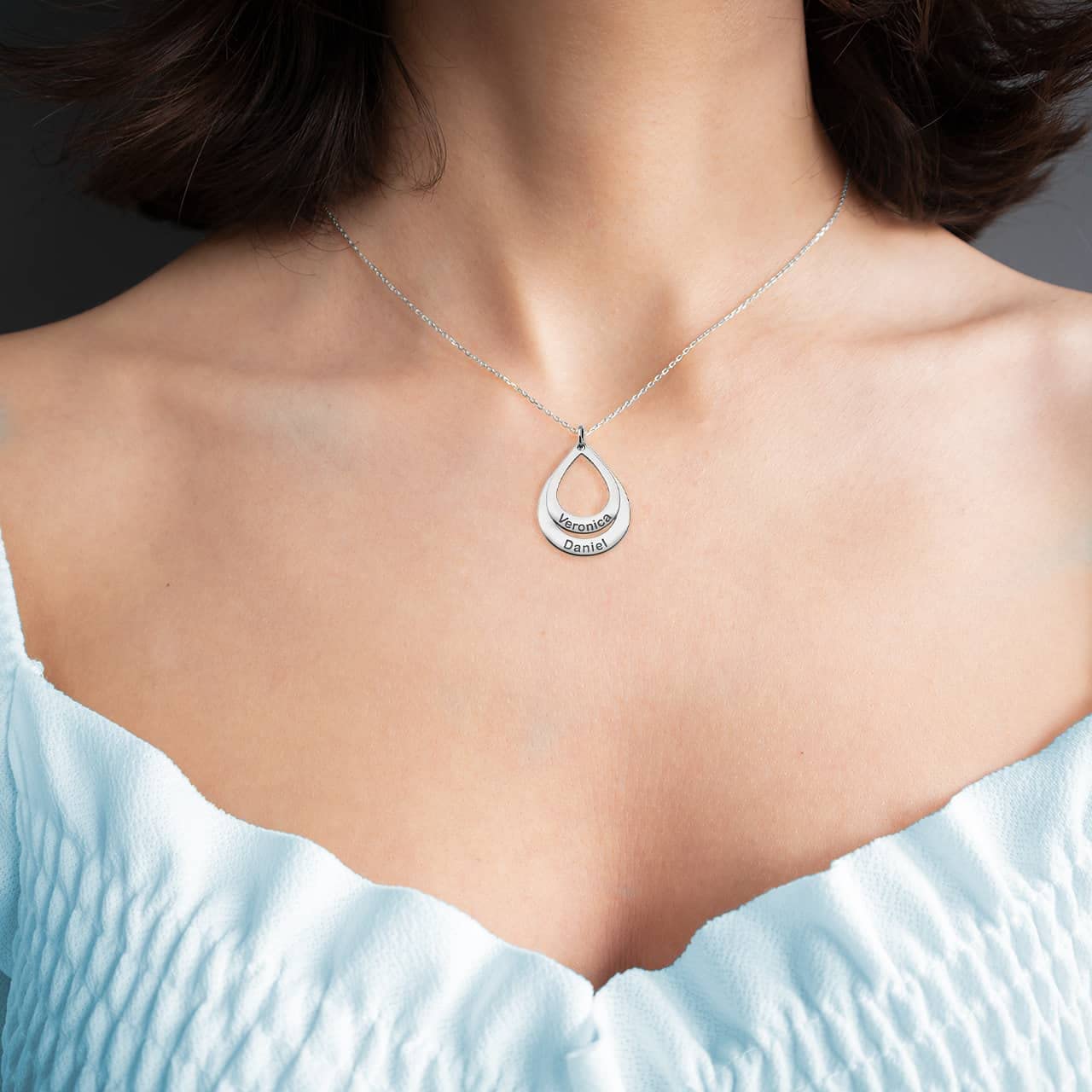 14K Rose Gold Personalized Name Necklace - Custom Engraved Word Drop Pendant Jewelry for Women, Gift for Mom, Wife, Daughter, Birthday, Anniversary, Valentine's Day