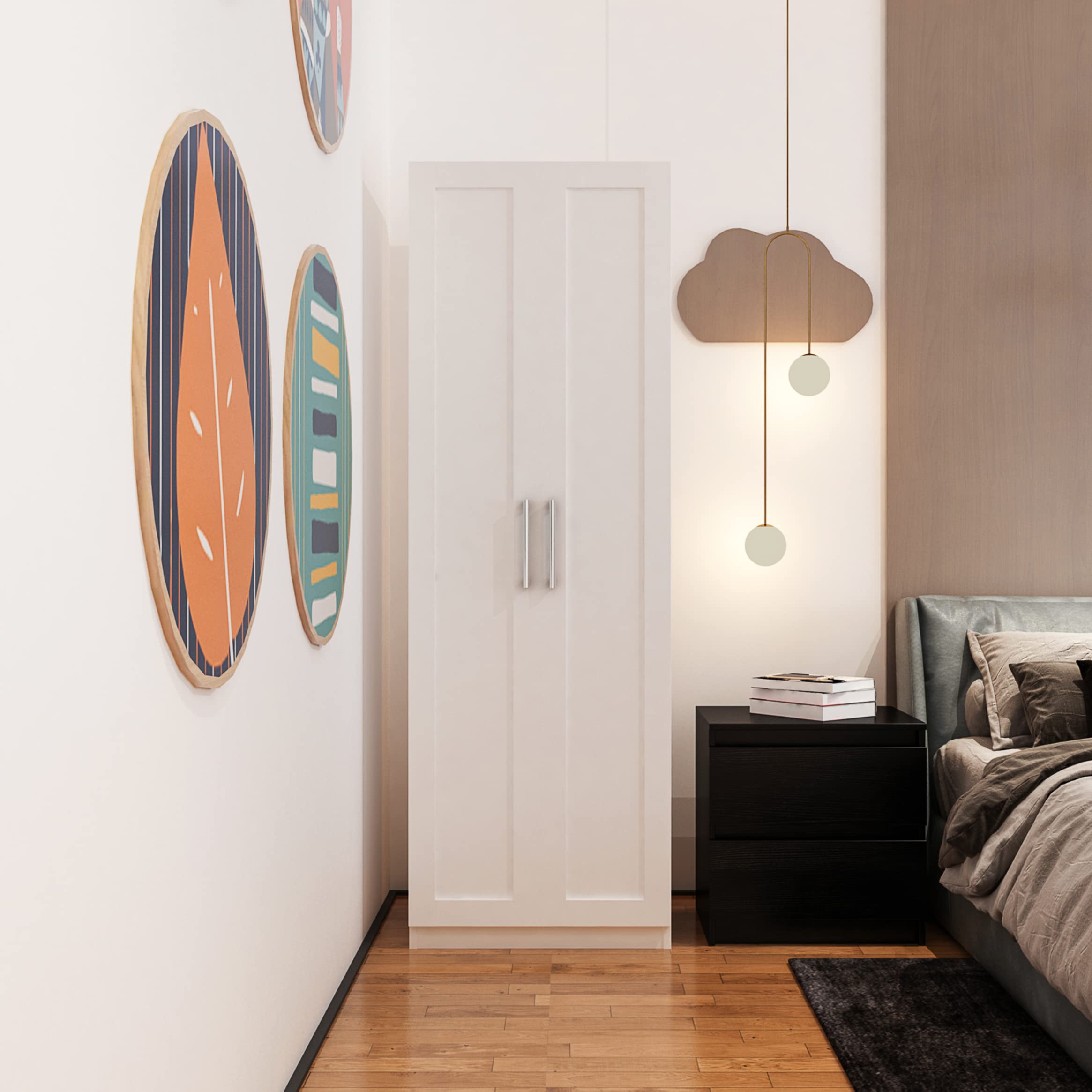 WERSMT White 2-Door Small Wardrobe Closet for Bedroom - 23.62