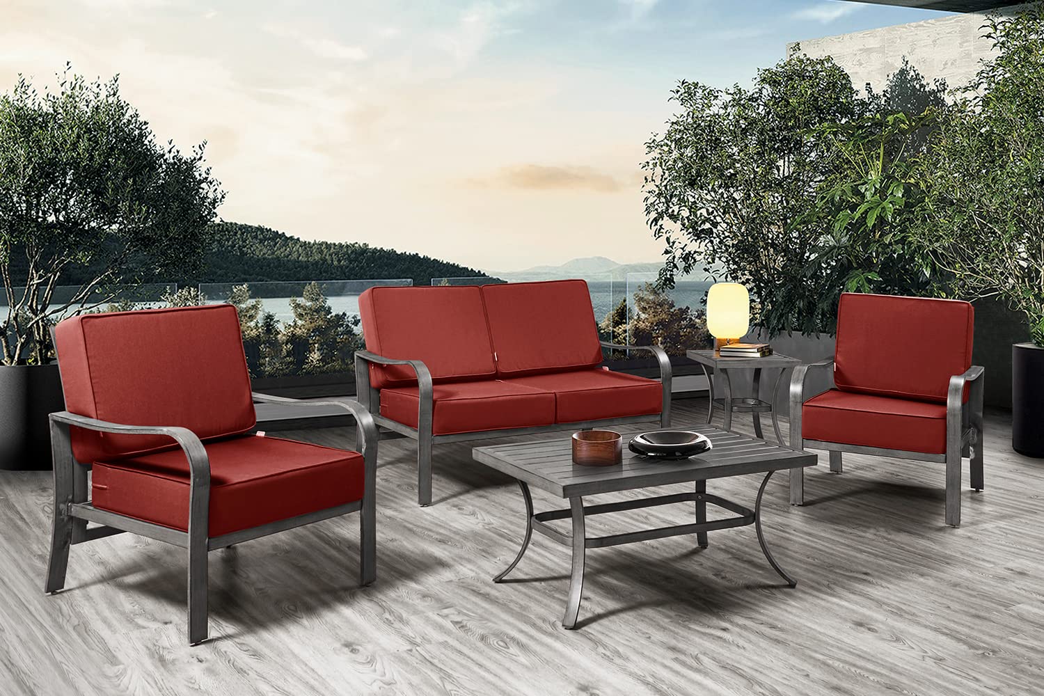 ARTPLAN 24x24x6 Inch Deep Seat Outdoor Cushion Set - 18x24 Thick Square Bench Cushions for Patio Furniture - Waterproof & UV Resistant - Perfect for Garden, Deck, Poolside and Outdoor Lounge Chairs