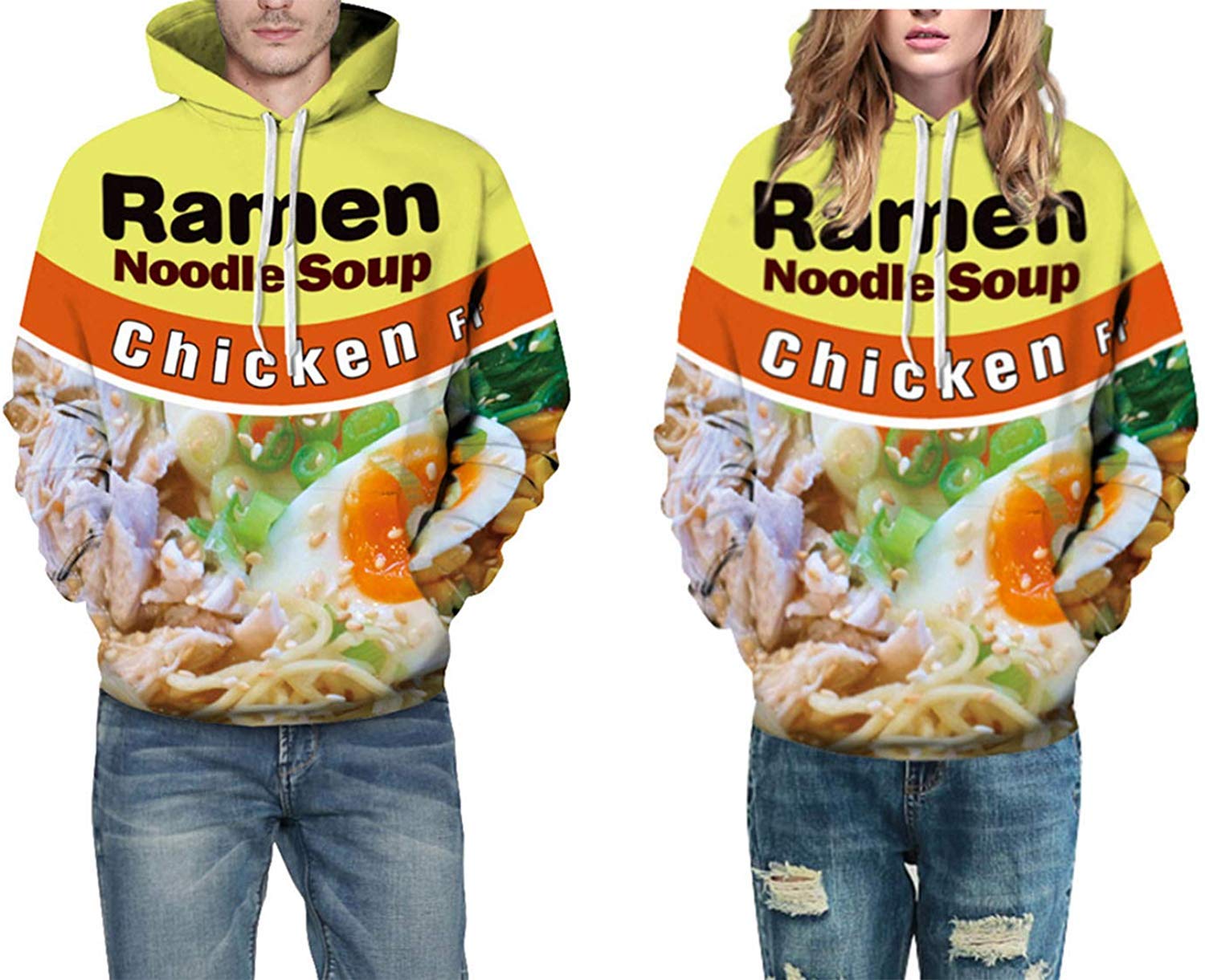 Keasmto 3D Printed Ramen Chicken Noodle Soup Hoodie - Unisex Beef Themed Cotton Sweatshirt for Men & Women | Cute Foodie Fashion for Casual Wear & Anime Lovers