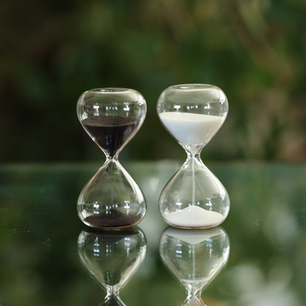 5 Minute Glass Timer with Black or White Sand - Perfect for Cooking, Games, Meditation & Productivity | Hourglass Sand Timer for Kitchen, Classroom, Office & Home Decor