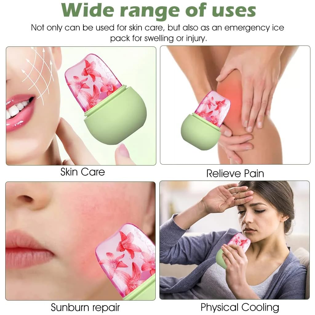 Anti-Leak Silicone Ice Face Roller with Cleansing Brush - Cooling Facial Massage Tool for Puffiness & Dark Circles - Perfect for Morning Skincare & Spa Treatments
