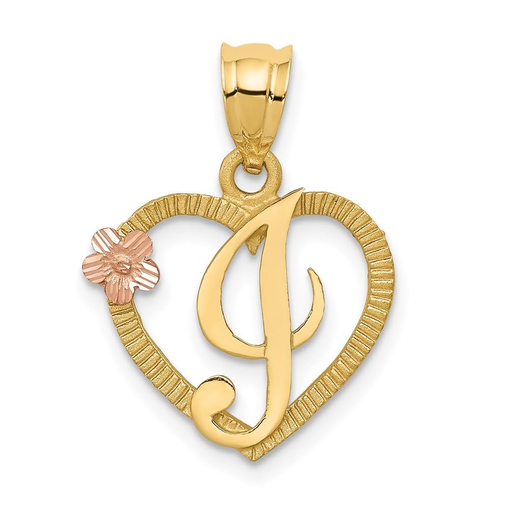14K Gold Two-Tone Heart Letter 