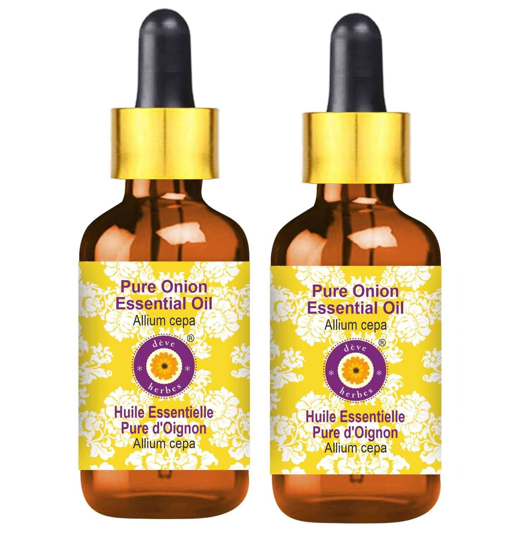 Pure Onion Essential Oil (Allium cepa) 100% Natural, Steam Distilled with Glass Dropper - 2 Pack (6.76 oz Each) for Aromatherapy, Skin Care & Hair Growth