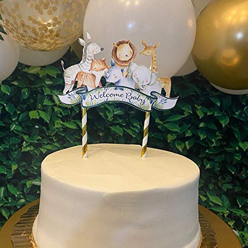 Jungle Baby Shower Cake Topper - Safari Animals Cake Decorations for Wild One Themed Parties, Gender Reveals & First Birthdays - Perfect for Jungle Theme Cakes, Cupcakes & Desserts