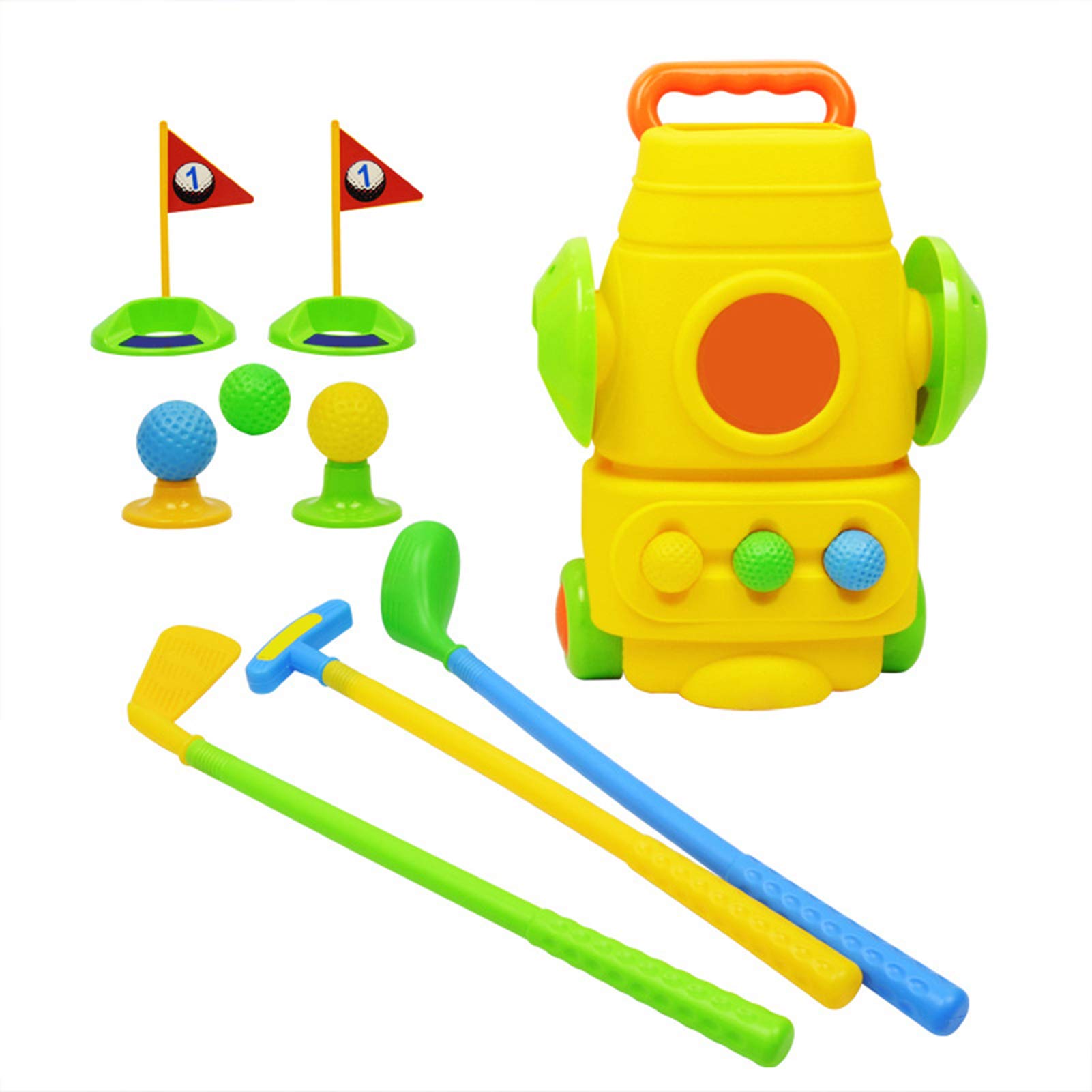 LOadSEcr Kids Golf Toy Set - Portable Indoor & Outdoor Golf Games for Children | Interactive Sports Training Tool with Lightweight Club Shaft | Perfect for Backyard Play, Birthday Gifts & Family Bonding (Yellow)