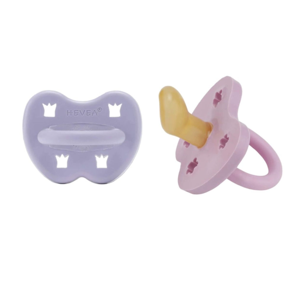 Hevea Baby Natural Rubber Round Pacifier 2-Pack for Newborns 0-36 Months | BPA-Free, Orthodontic Soother for Breastfed Babies | Perfect for Daycare, Travel & Sleep Comfort