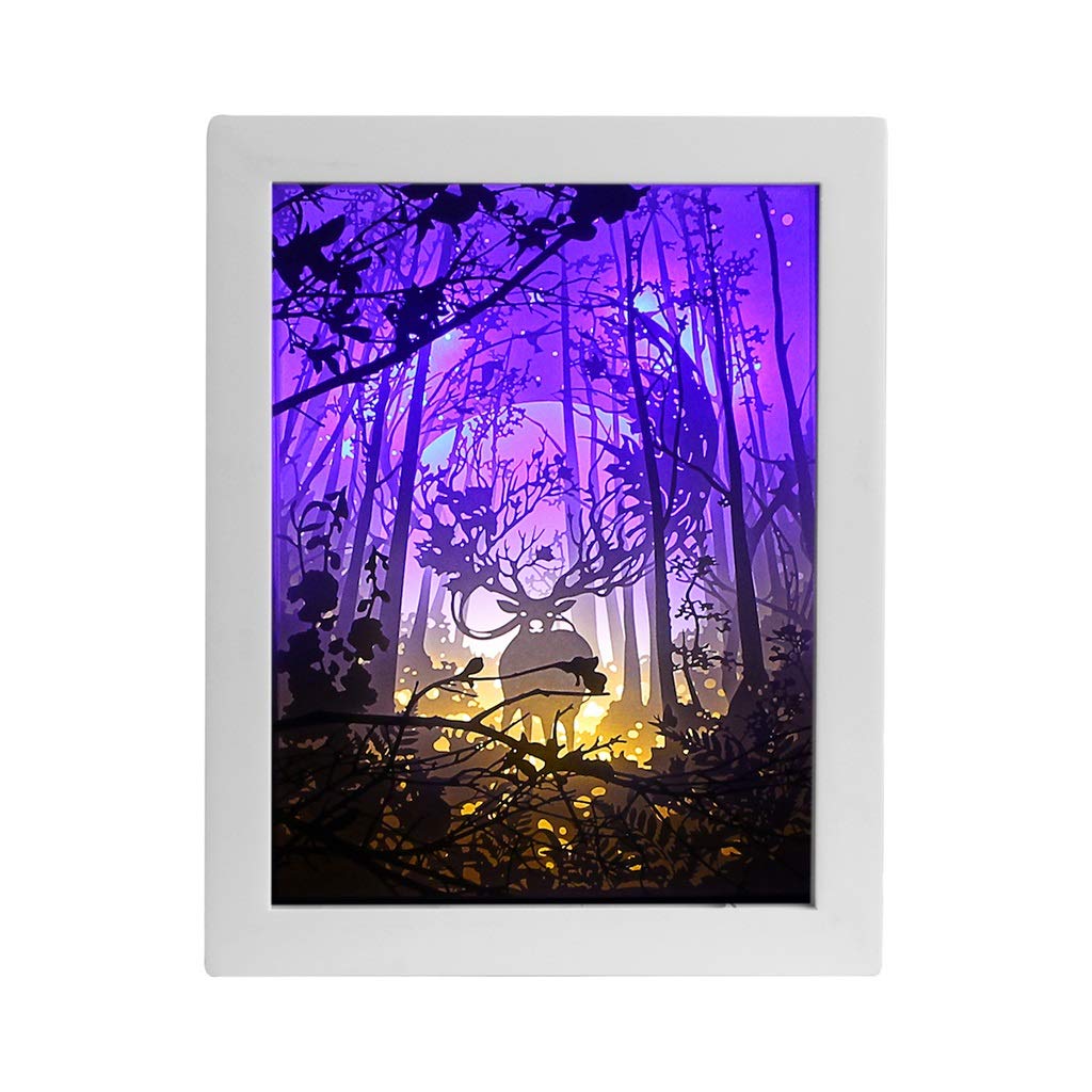 3D Papercut Light Box with Remote Control & USB Cable - LED Night Light for Home Decor, Mood Lighting, Birthday Gift for Kids & Adults - Perfect for Bedrooms, Living Rooms, and Special Occasions