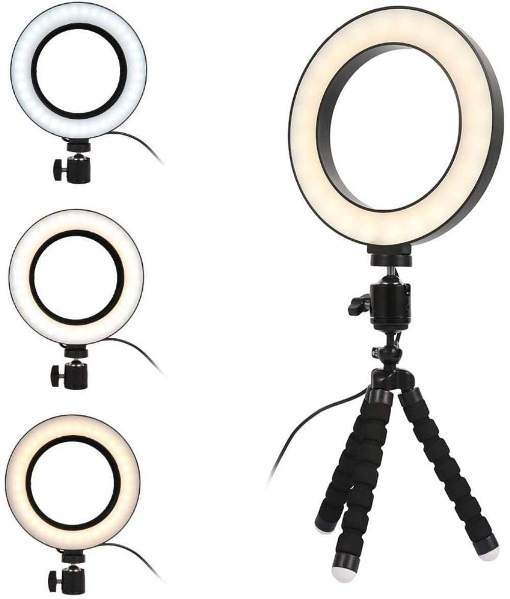 16cm Ring Light with Stand - LED Beauty Fill Light for Phone, Computer, Makeup, Jewelry & Food Photography - Perfect for Live Streaming, YouTube Videos & TikTok Content