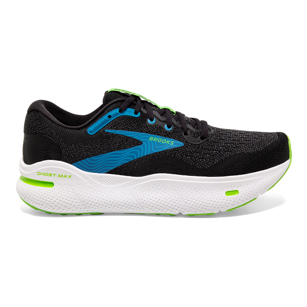 Brooks Ghost Max Running Shoes for Men - Black/Atomic Blue/Jasmine - Size 8.5 D Medium - Cushioned Road Running & Training Shoes for Marathon, Jogging & Gym Workouts