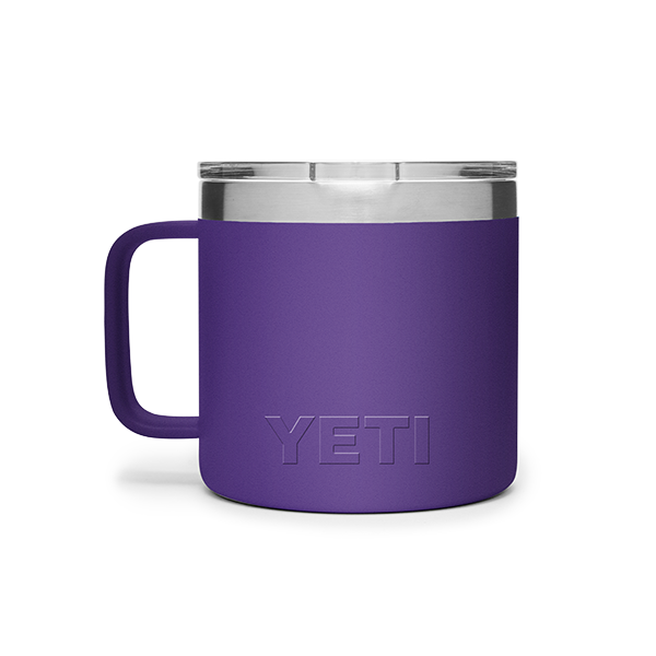 Yeti Rambler 14 Oz Insulated Stainless Steel Travel Mug with Lid - Peak Purple | Hot & Cold Drink Tumbler for Camping, Office & Outdoor Adventures