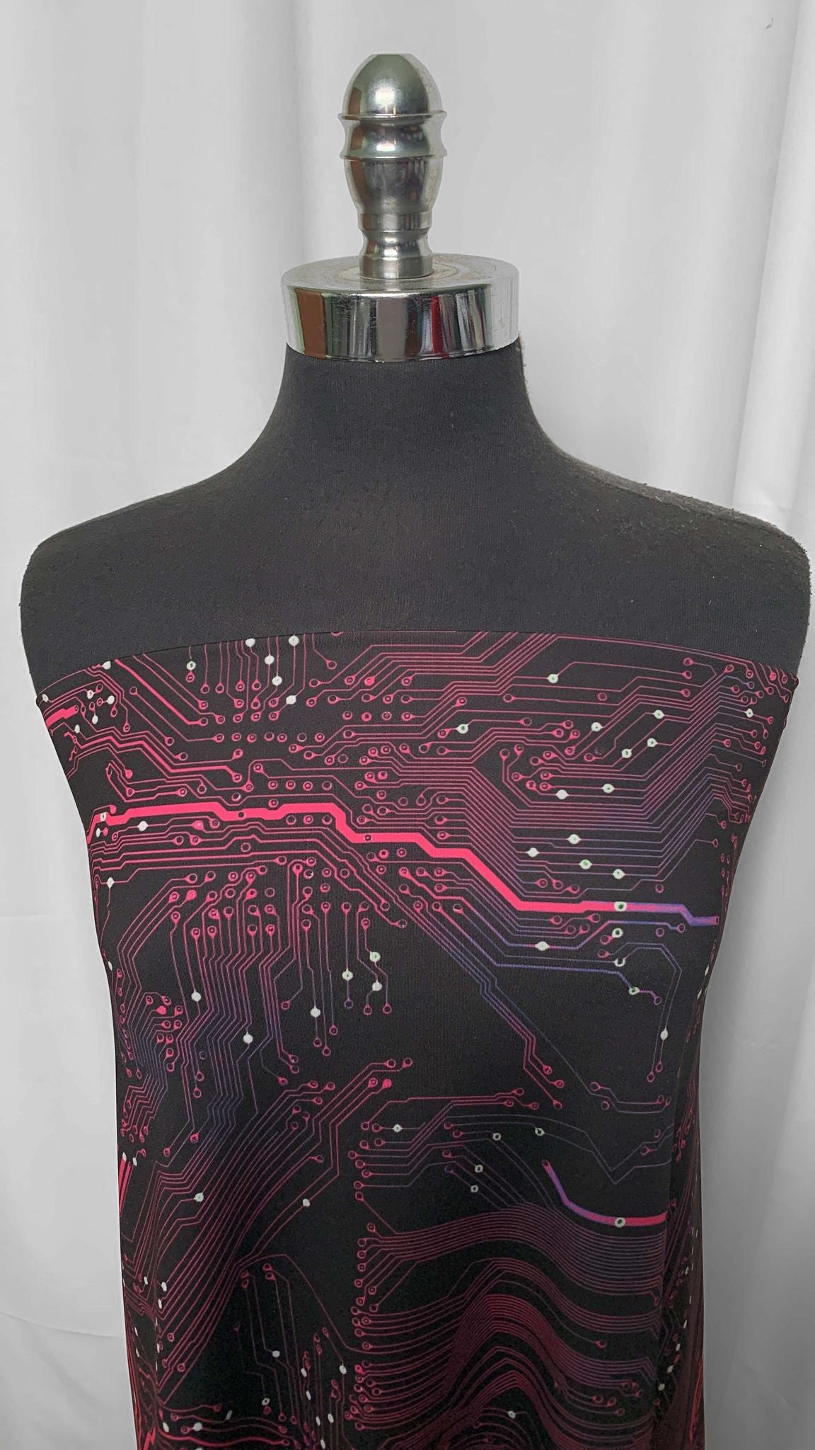 Black and Pink Circuit Board Print Yoga Fabric - 2 Yard Cut for Yoga Pants, Leggings & Activewear - Perfect for Yoga, Gym & Dance Performance