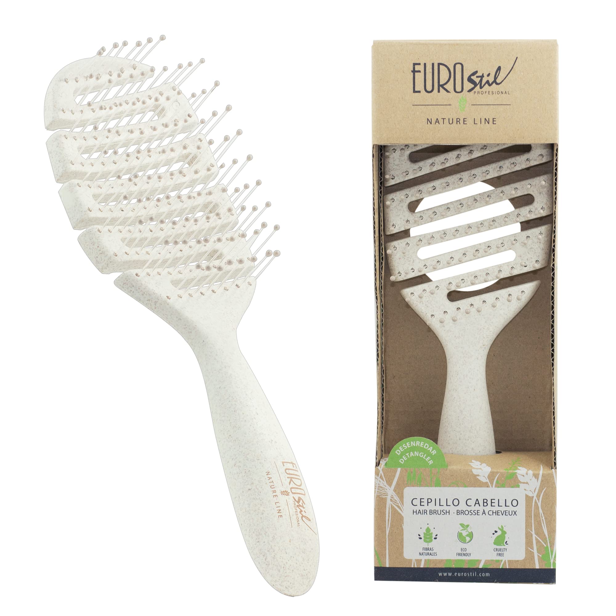 Anti-Pull Detangling Hair Brush for Curly & Straight Hair - 100% Organic Natural Wheat Fiber Comb - Eco-Friendly & Pain-Free Hair Styling for Daily Use, Travel & Salon Styling