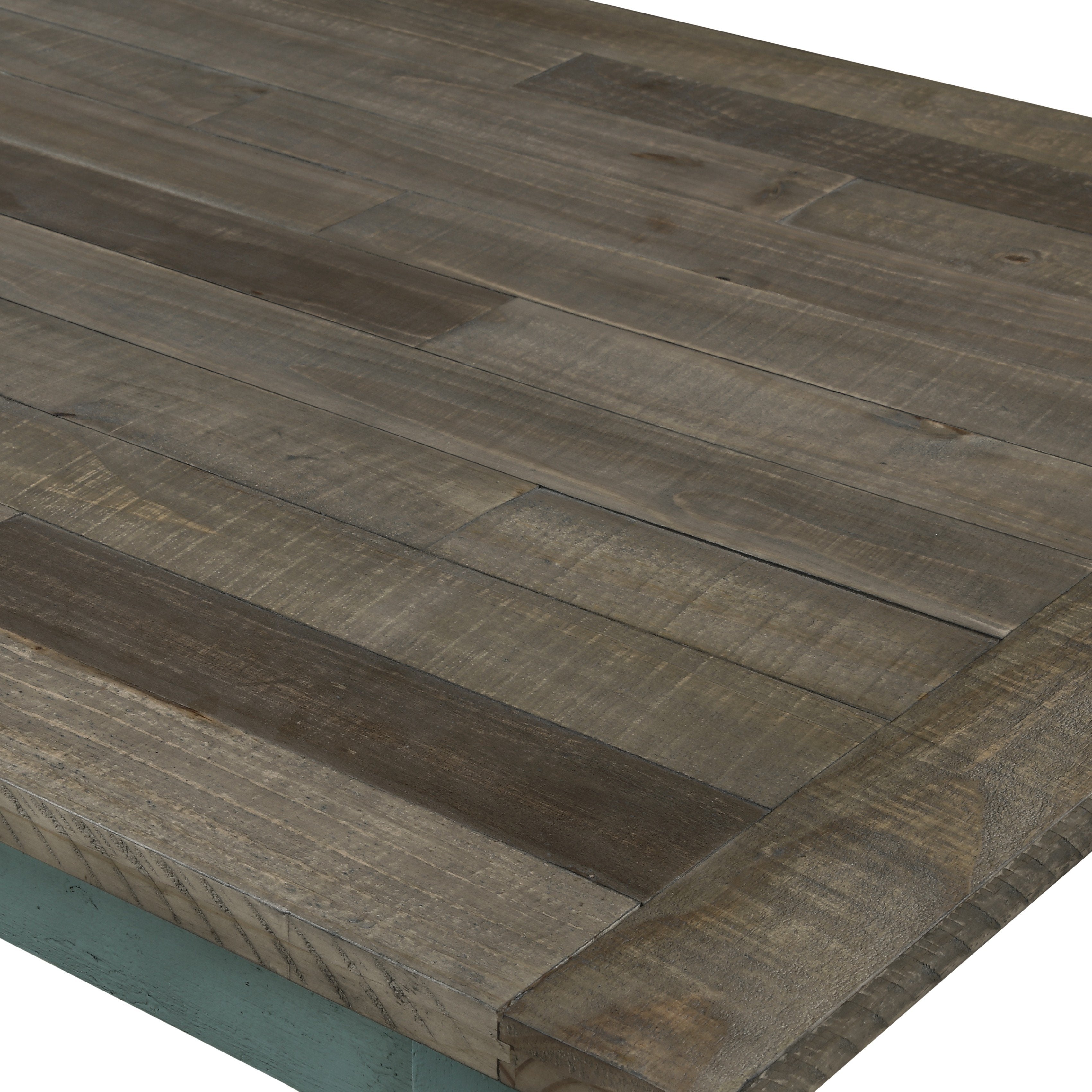 Blue and Brown Two Tone Wood Dining Table - Modern Farmhouse Style for Kitchen, Dining Room & Small Space | Solid Wood Construction & Durable Finish