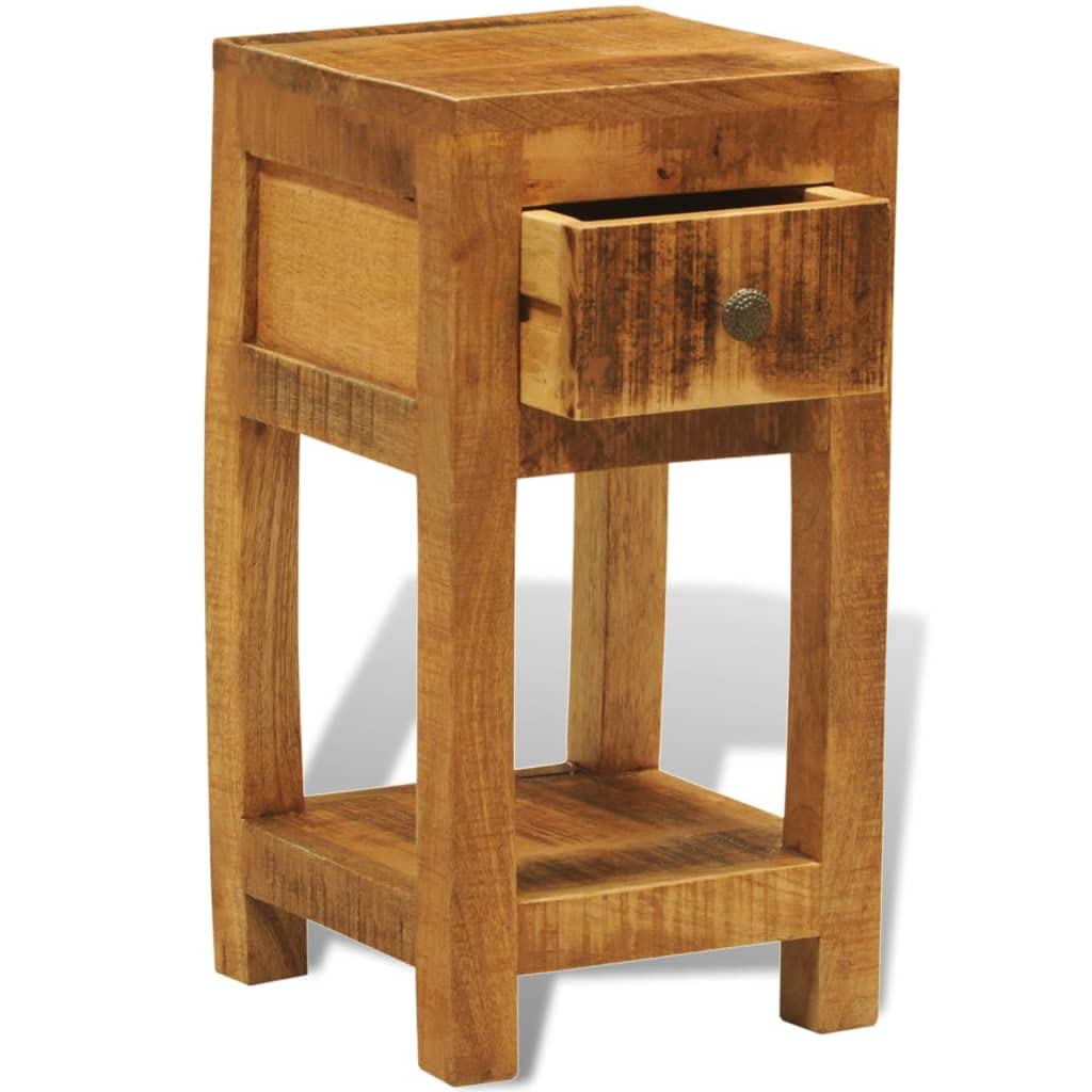 SKM Solid Mango Wood Nightstand with 1 Drawer - Bedside Table for Bedroom, Living Room & Office Furniture