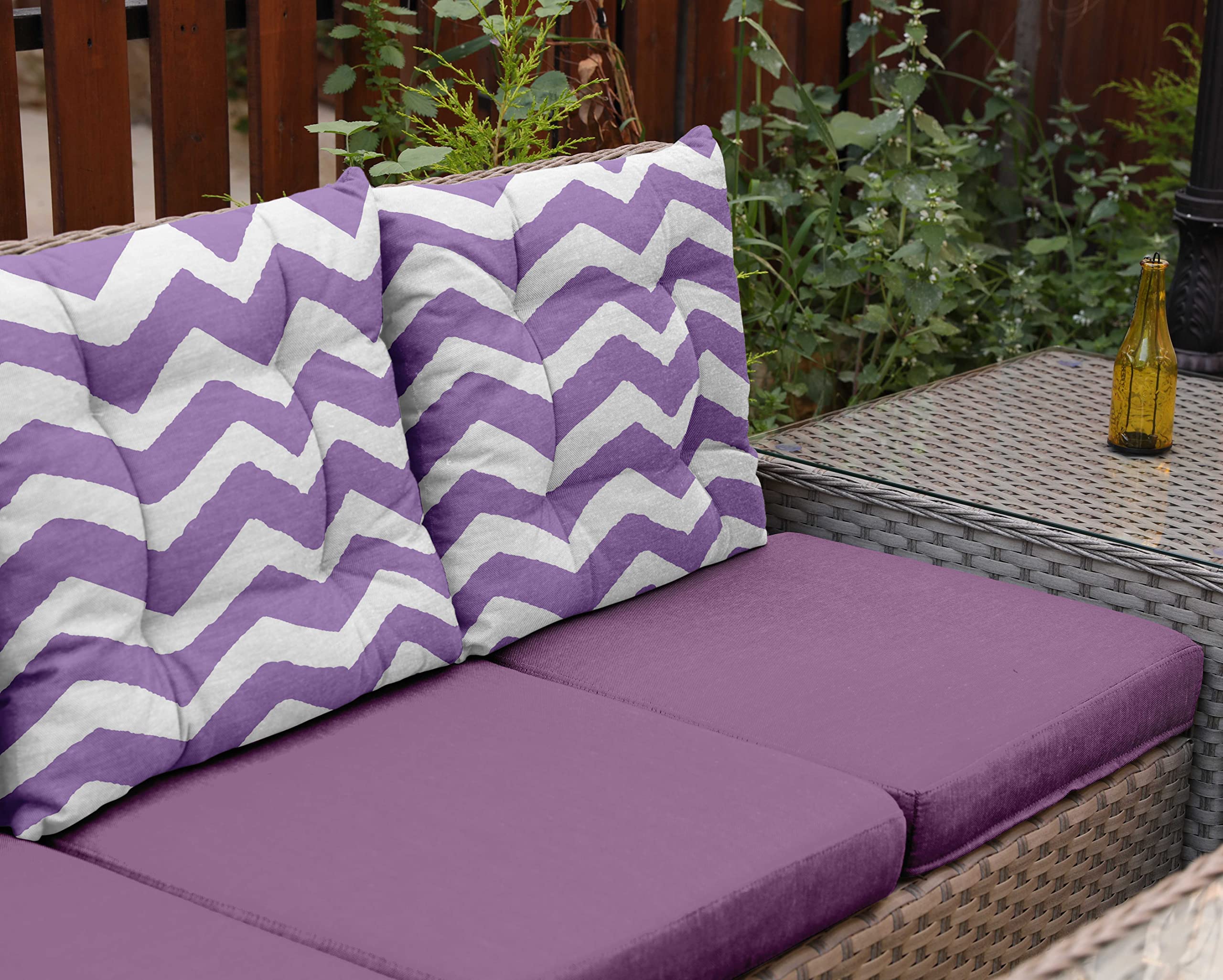 Premium Water-Resistant Indoor/Outdoor Tufted Square Patio Cushion Set of 2 - 19