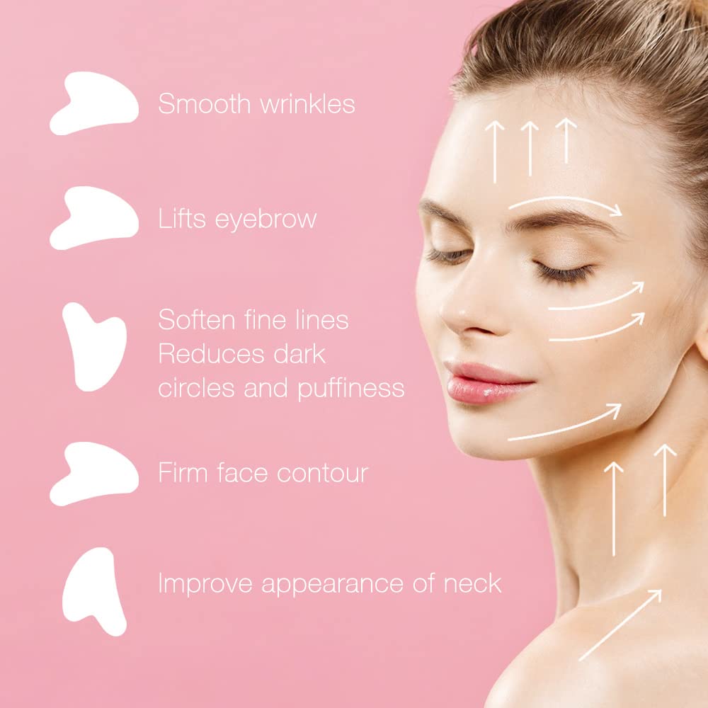 Neutriherbs 3-in-1 Jade Gua Sha & Face Roller & Vitamin C Serum Set - Anti-Aging Facial Massage Tools for Wrinkles, Fine Lines, Puffiness - Skin Firming & Relaxing Home Spa Kit (Pink) | Perfect for Morning Routine, Night Skincare & Self-Care Gifts