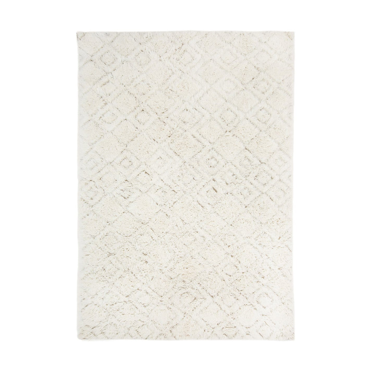 Alina Diamond Pattern Berber Wool Shag Rug - Soft & Luxurious Moroccan Style Area Rug for Living Room, Bedroom & Nursery - Perfect for Cozy Home Decor