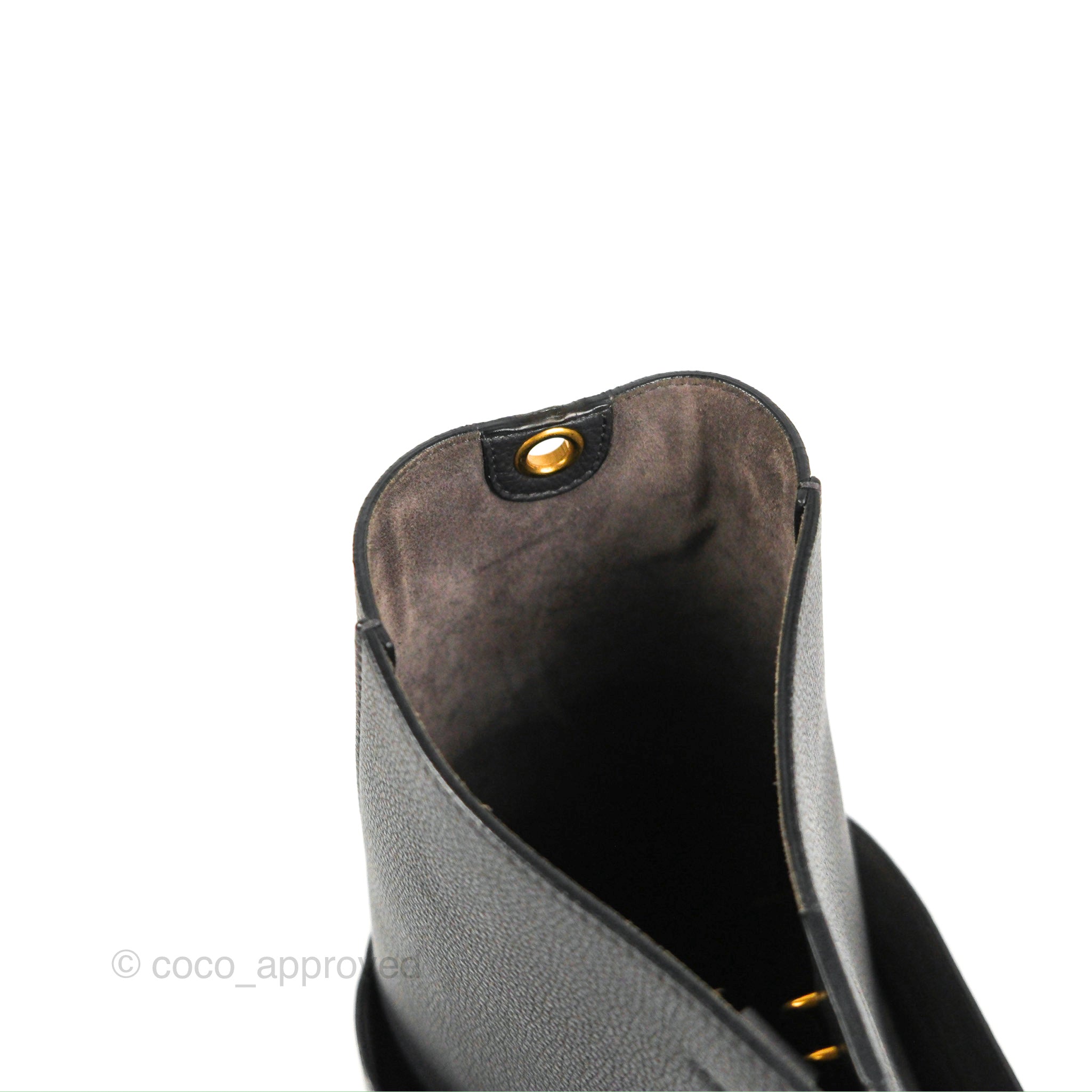 Celine Sangle Bucket Bag in Dark Grey - Premium Grained Calfskin Leather Handbag for Women | Perfect for Work, Travel & Everyday Use