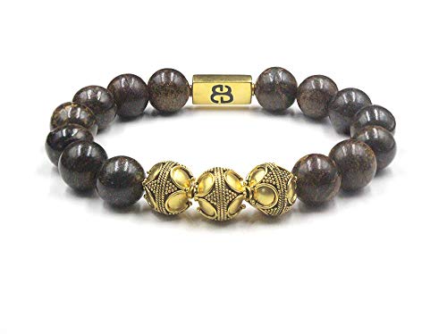 Men's Bronzite & Gold Beaded Bracelet - Designer Beaded Jewelry for Men | Perfect for Gifts, Weddings & Formal Occasions