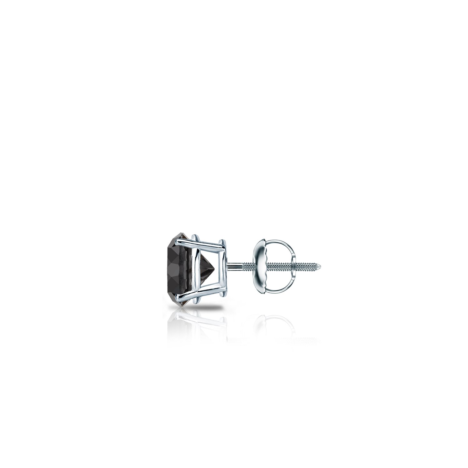 14K Gold Round Single Black Diamond Stud Earrings (1/4-2cttw) - 4-Prong Basket Set with Screw Back - Elegant & Durable for Everyday Wear, Special Occasions & Gifts