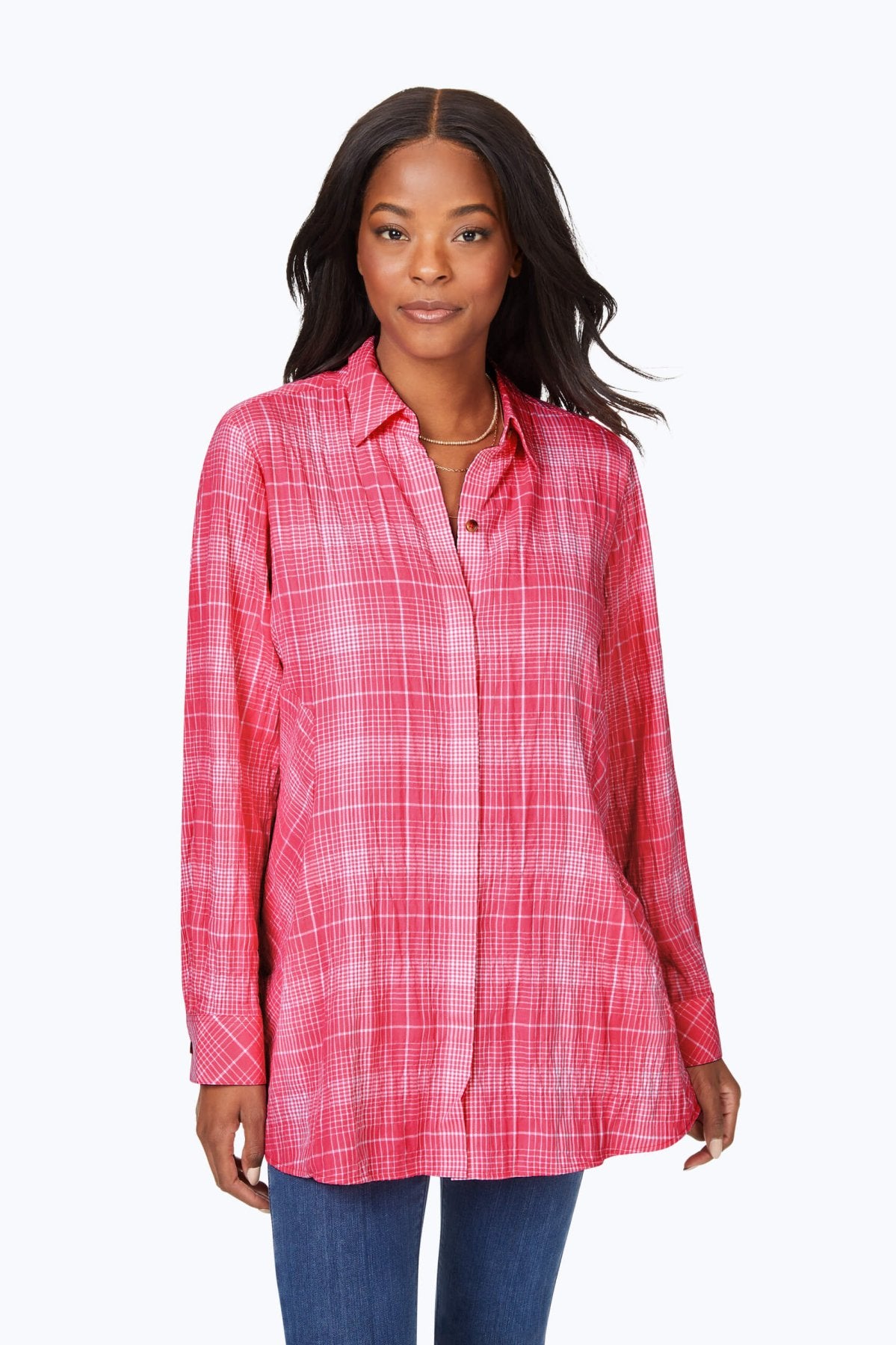 Stylish Cici Plaid Long Sleeve Tunic Top for Women - Perfect for Fall Fashion, Office Wear & Casual Outings
