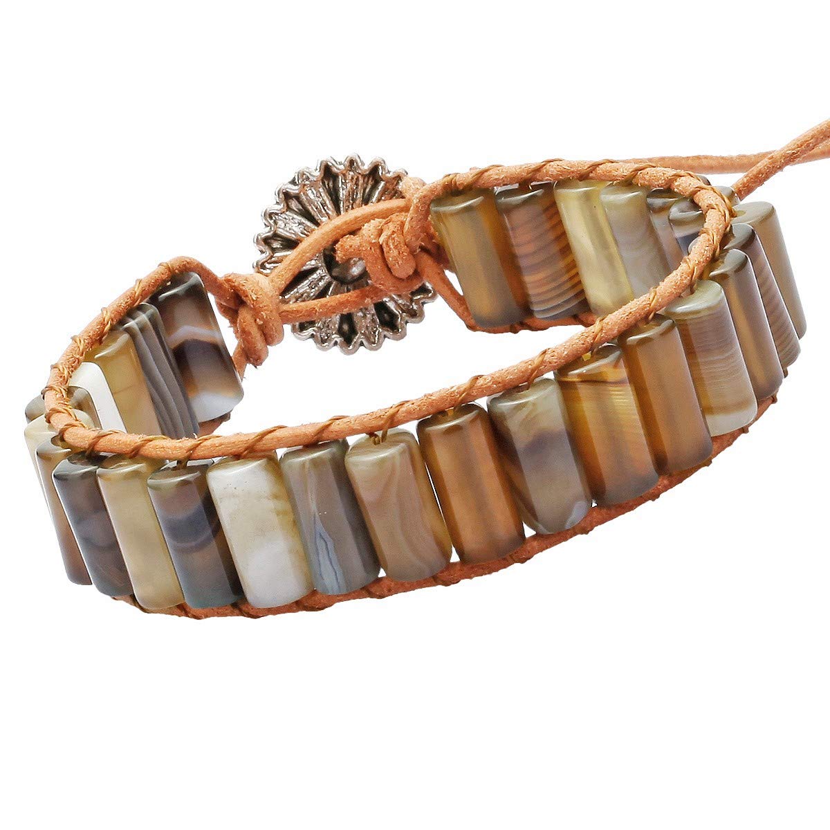 Nupuyai 7 Chakra Yoga Bracelets for Men & Women - Boho Gemstone Leather Woven Bangle for Meditation, Healing & Spiritual Balance | Perfect for Yoga, Reiki, Mindfulness & Boho Fashion