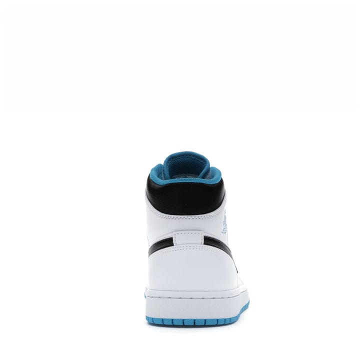 Nike Air Jordan 1 Mid Sneakers - White & Laser Blue Basketball Shoes for Men | Retro Style, Comfortable & Durable | Perfect for Casual Wear, Street Fashion & Basketball Games