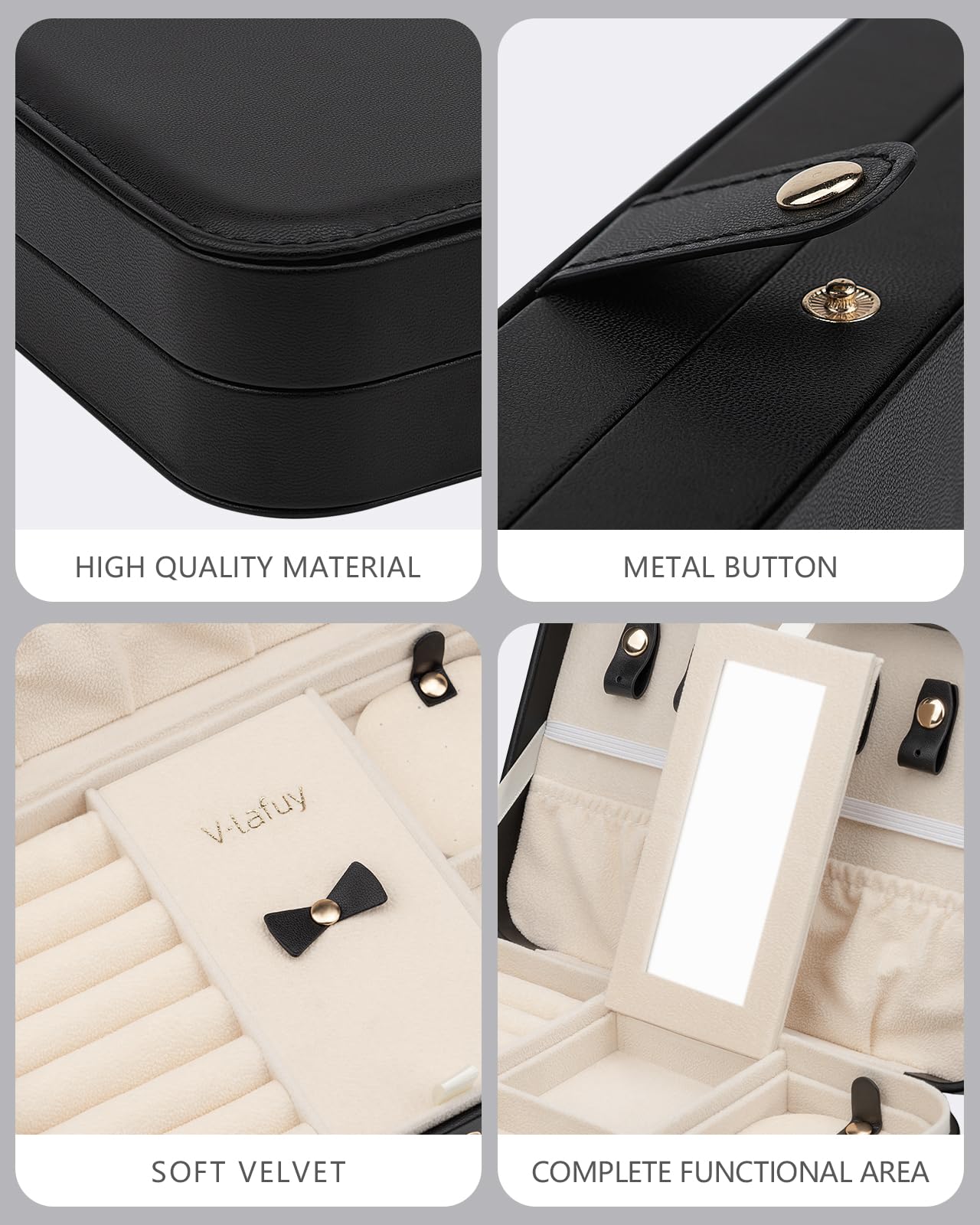 2-Layer Travel Jewelry Organizer Box for Women - Portable Mini Jewelry Case with Storage Compartments | Perfect Jewelry Gift for Women & Girls | Great for Travel, Home Storage & Daily Use - Black