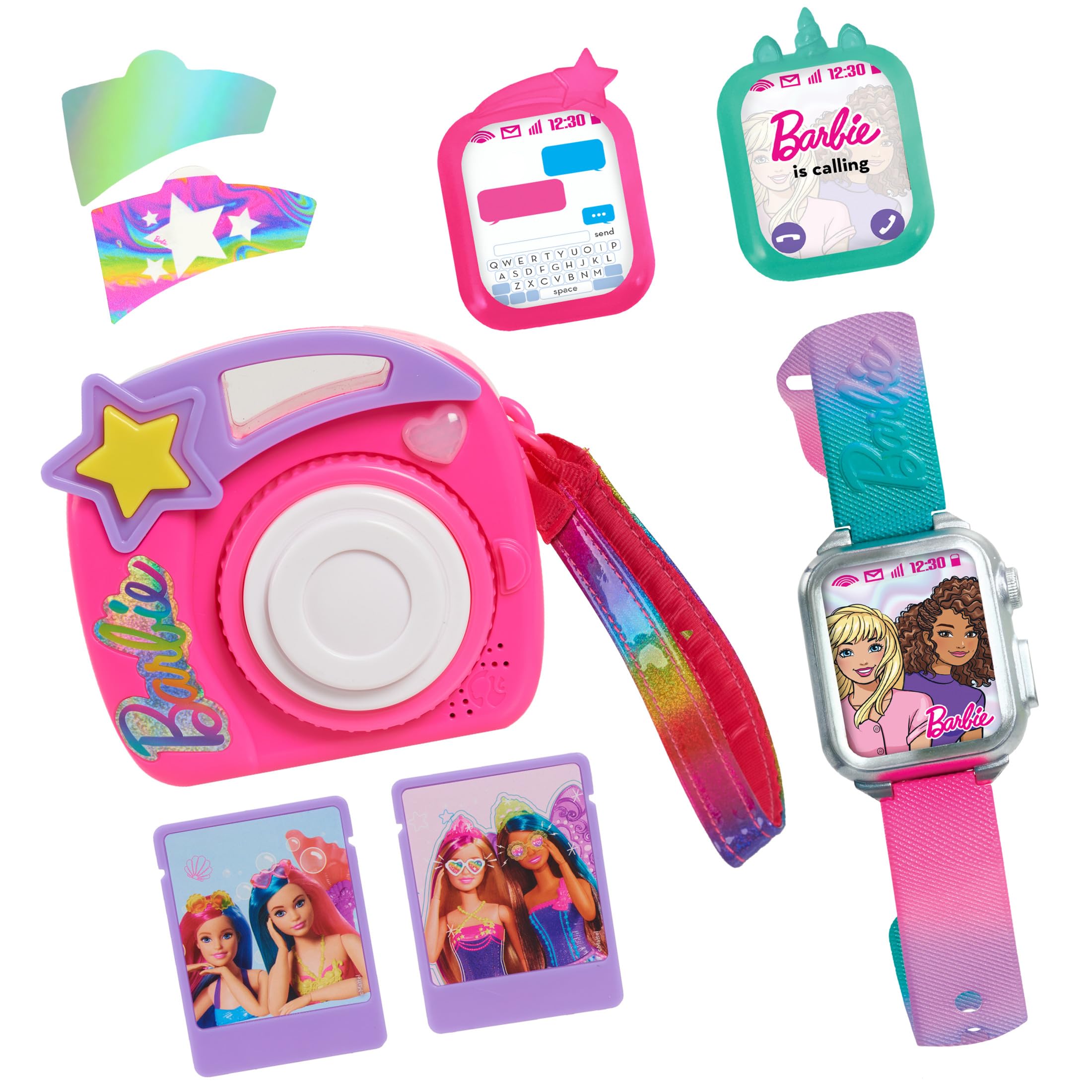 Just Play Barbie Pretend Play Camera & Smart Watch Toy Set with Lights & Sounds - Interactive Role Play Toys for Kids Ages 3+ | Perfect for Birthday Gifts & Imaginative Playtime