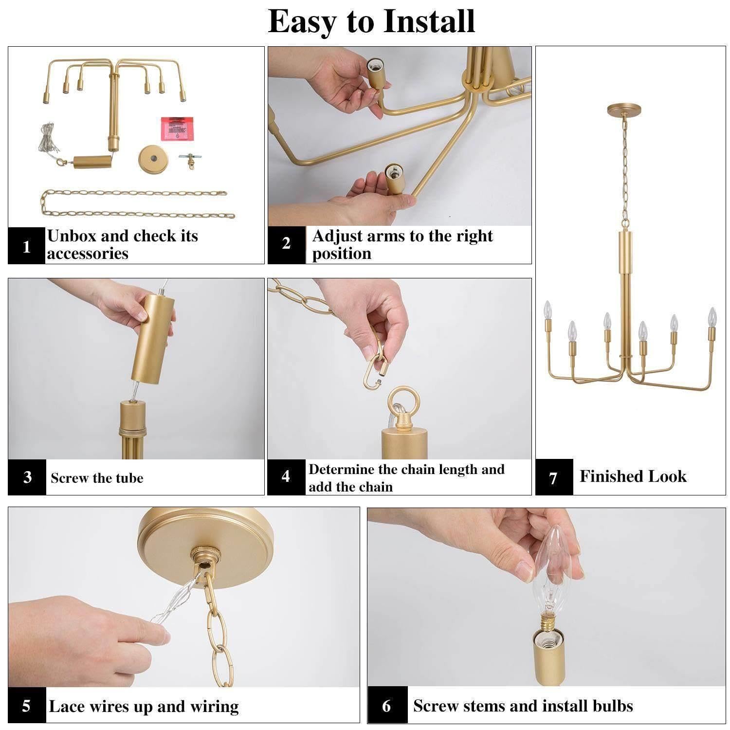 LALUZ 6-Light Modern Farmhouse Chandelier - 25