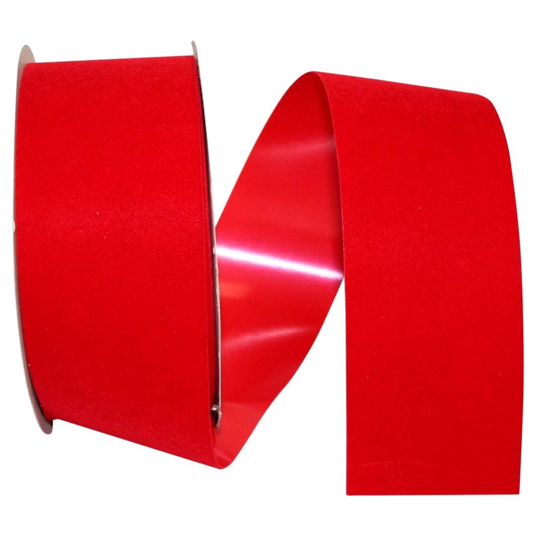 Reliant Ribbon Velvet-Polypro Ribbon - 2.5 Inch x 25 Yards, Medium Red - Perfect for Gift Wrapping, DIY Crafts, and Holiday Decorations