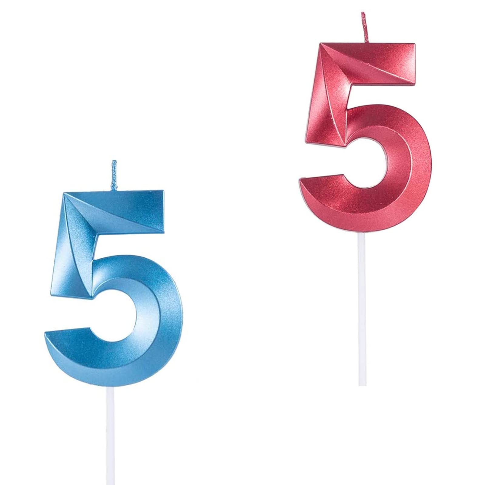 Blue & Red Number 5 Birthday Candles for Cake - Decorative Candles for Birthday, Wedding, Party Decorations - Perfect for Cake Toppers, Anniversary Celebrations & Special Events