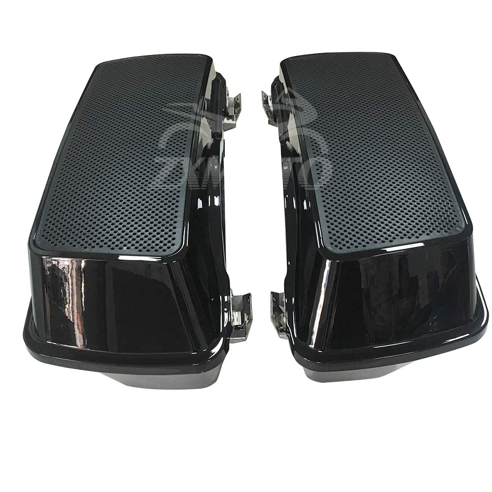 ZXMOTO Vivid Black Hard Saddlebags with 6x9 Dual Speaker Lids - Black Latch & Keys - Compatible with Harley Touring Models 1994-2013 (Road King, Road Glide, Street Glide, Electra Glide) - Perfect for Long Rides & Music Lovers