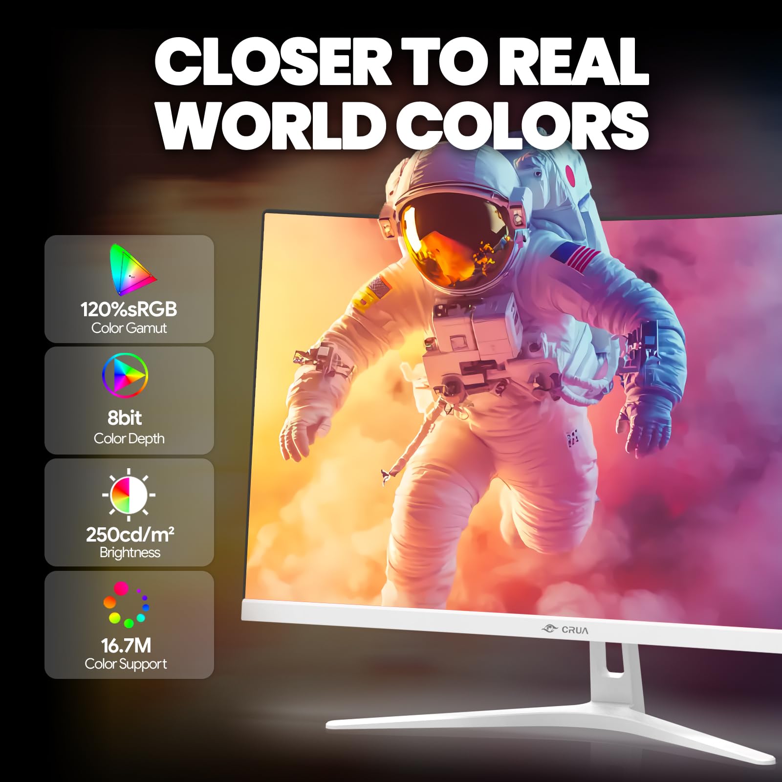 CRUA 27 Inch Curved Gaming Monitor - 200Hz Refresh Rate, FHD 1080P, 1800R VA Panel, 1ms Response Time, AMD FreeSync, Eye Care Technology, HDMI & DisplayPort, VESA Mountable - Perfect for Competitive Gaming, Home Office & Entertainment Setup