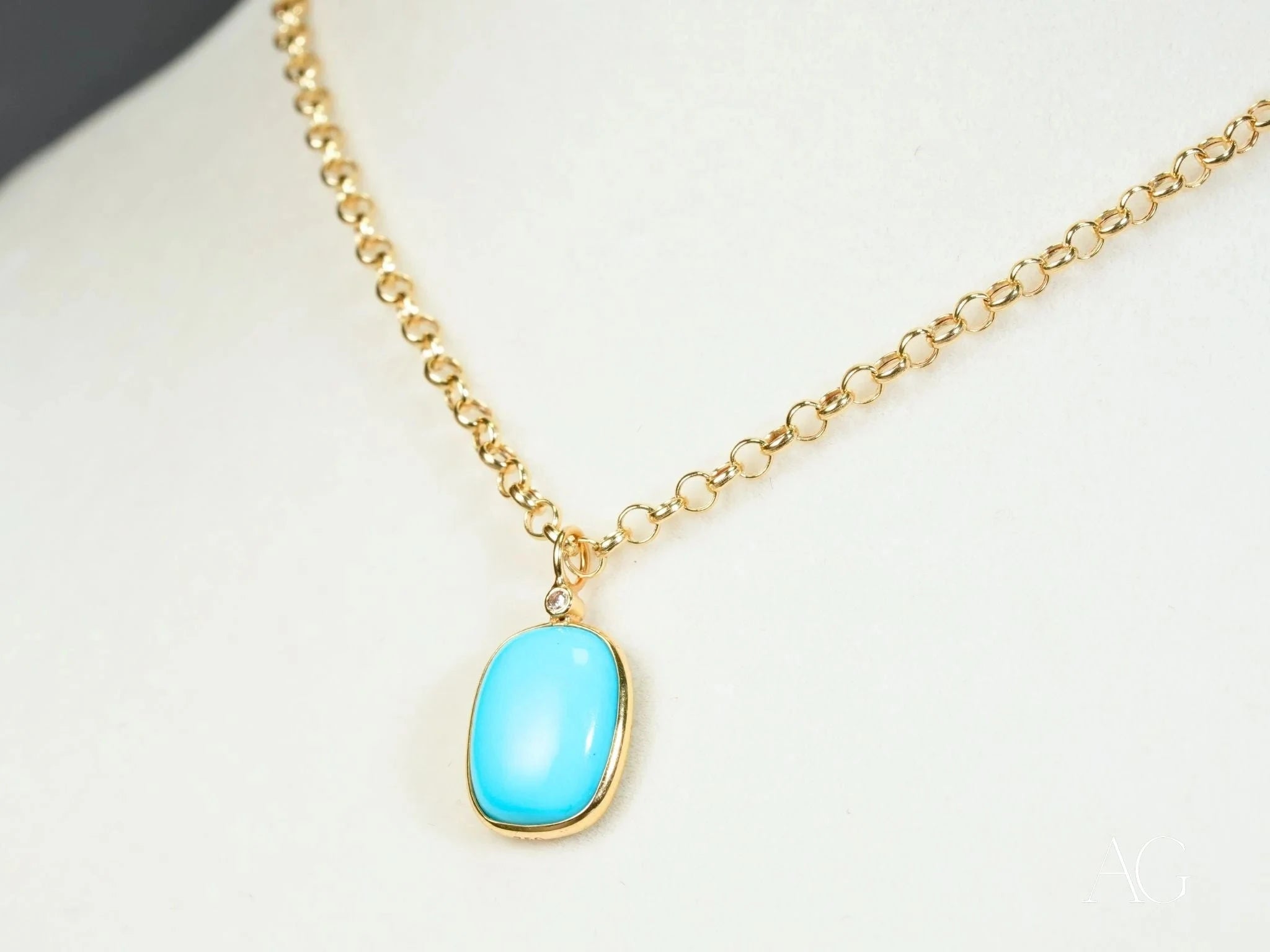 Exquisite Turquoise and Diamond Pendant Necklace for Women | Elegant Bohemian Jewelry Gift for Her | Perfect for Weddings, Parties & Special Occasions