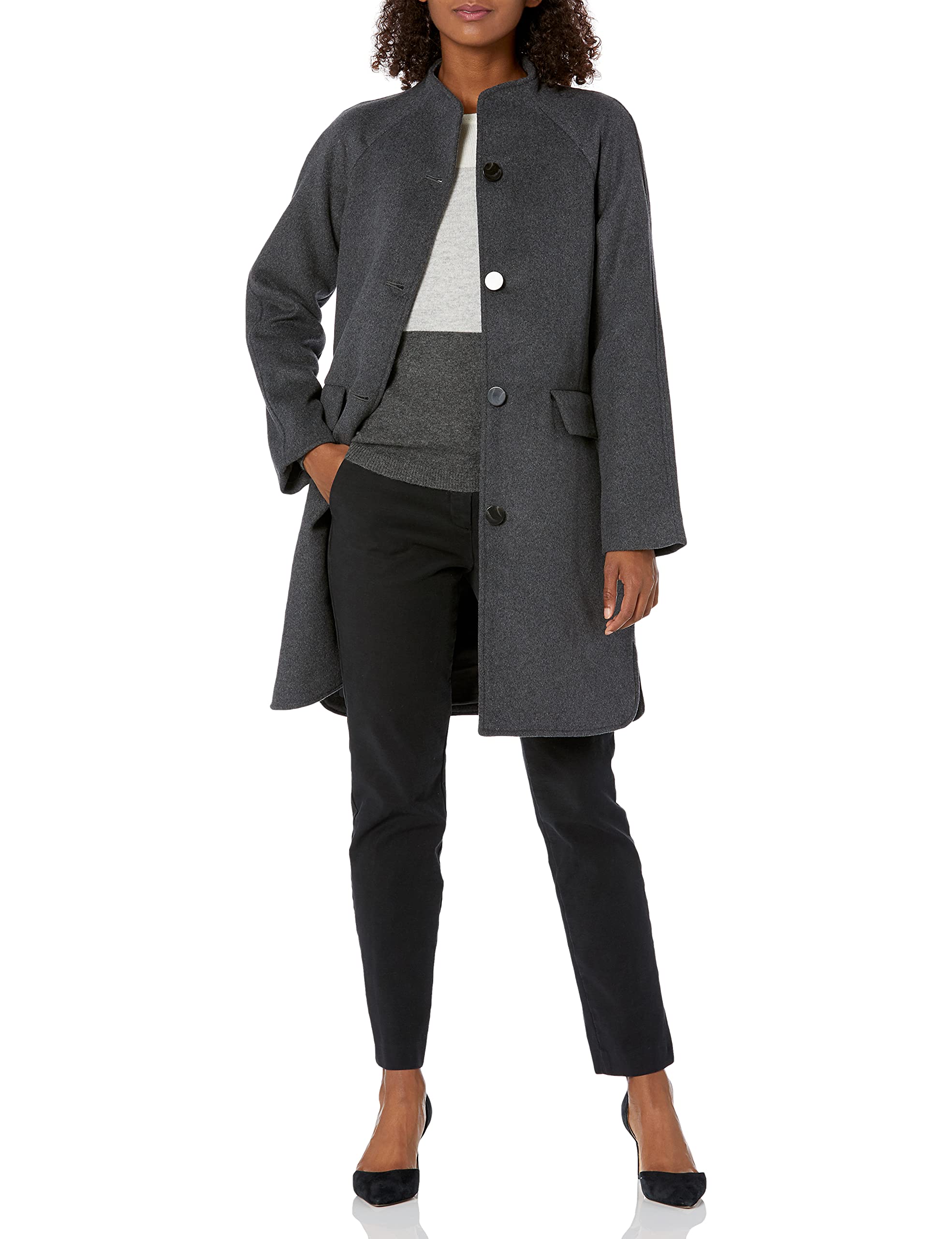 Lark & Ro Women's Funnel Neck Coat - Winter Warm Long Trench Coat for Women, Waterproof Windproof Outerwear - Perfect for Office, Travel & Casual Wear