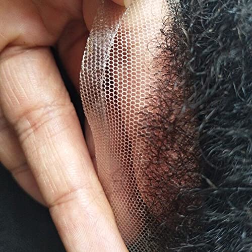 10x8 Inch Full Lace Afro Toupee for Men - 100% Human Hair Replacement System - #1 Jet Black Color - Perfect for Daily Wear, Special Occasions & Hair Loss Solutions