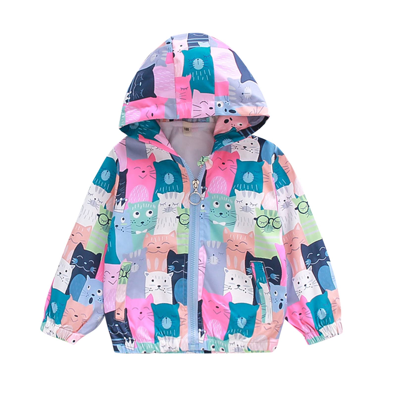 Boys' Dinosaur Print Windproof Hooded Jacket for Toddlers 1-5 Years - Cute Star Design for Spring & Autumn Outdoor Play