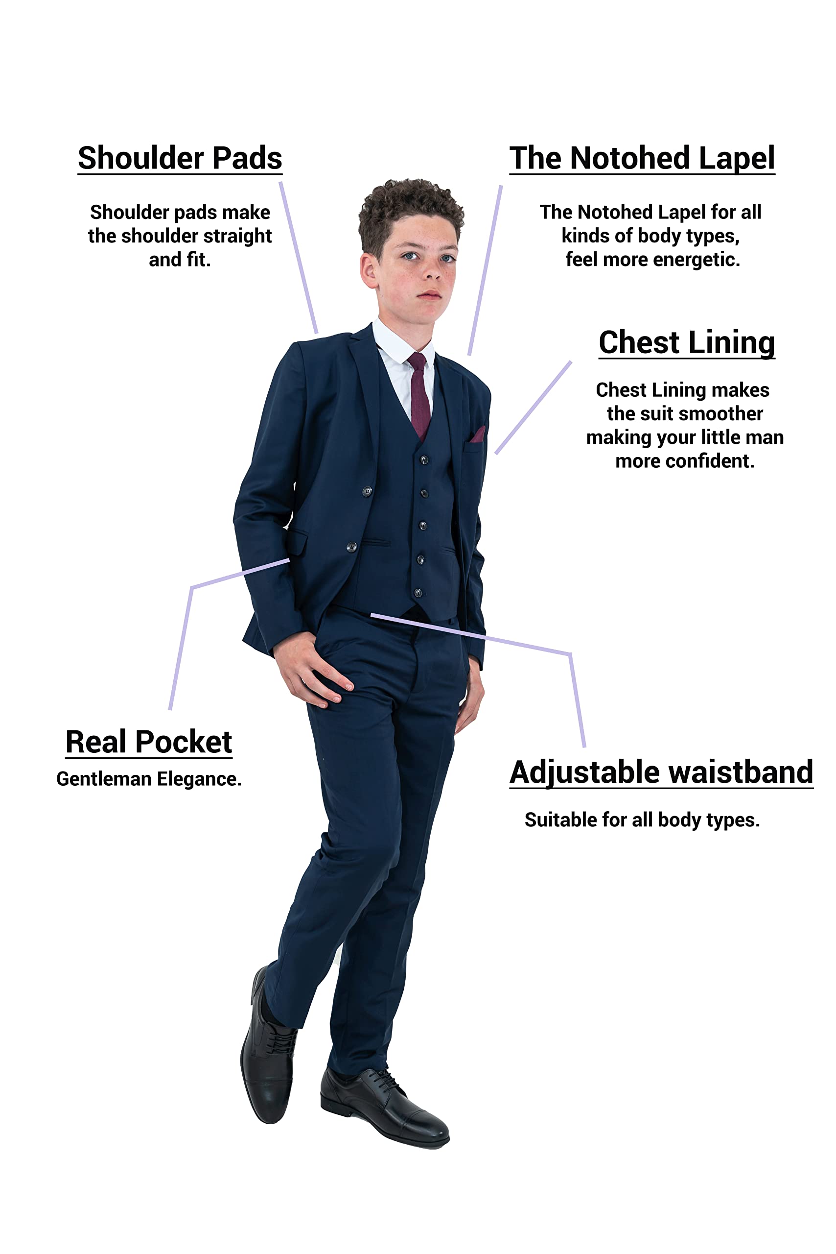 Premium 5-Piece Boys' Suit Set with Waistcoat & Blazer - Formal Wedding & Special Occasion Outfit for Teens & Kids - Includes Free Suit Bag & Coat Hangers