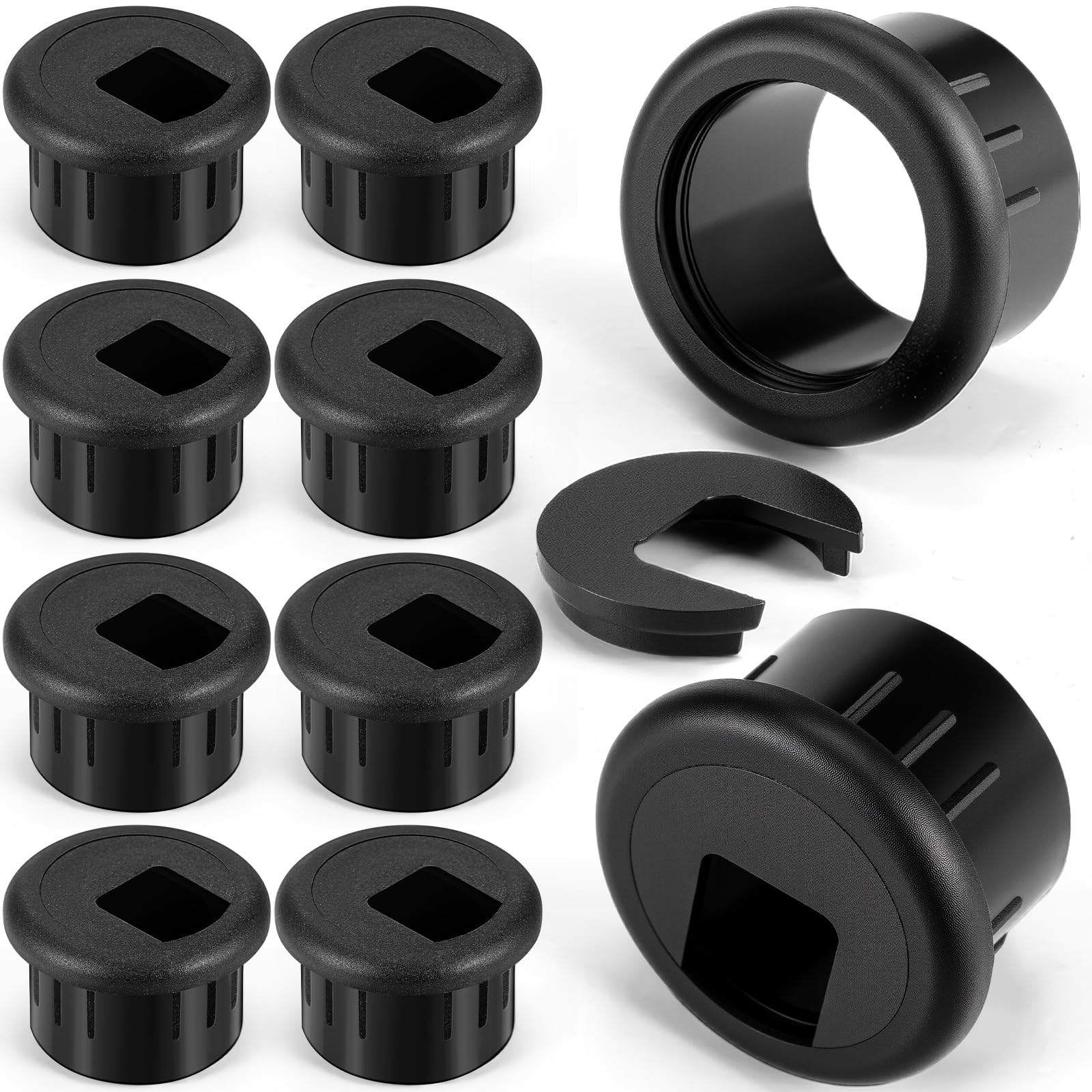 SATINIOR 10-Pack Desk Cable Wire Grommet Cord Organizers - 1 Inch (25mm) Plastic Cable Hole Covers for PC Computer Desks - Cable Management Solution for Home Office, Gaming Setup & Workspace Organization