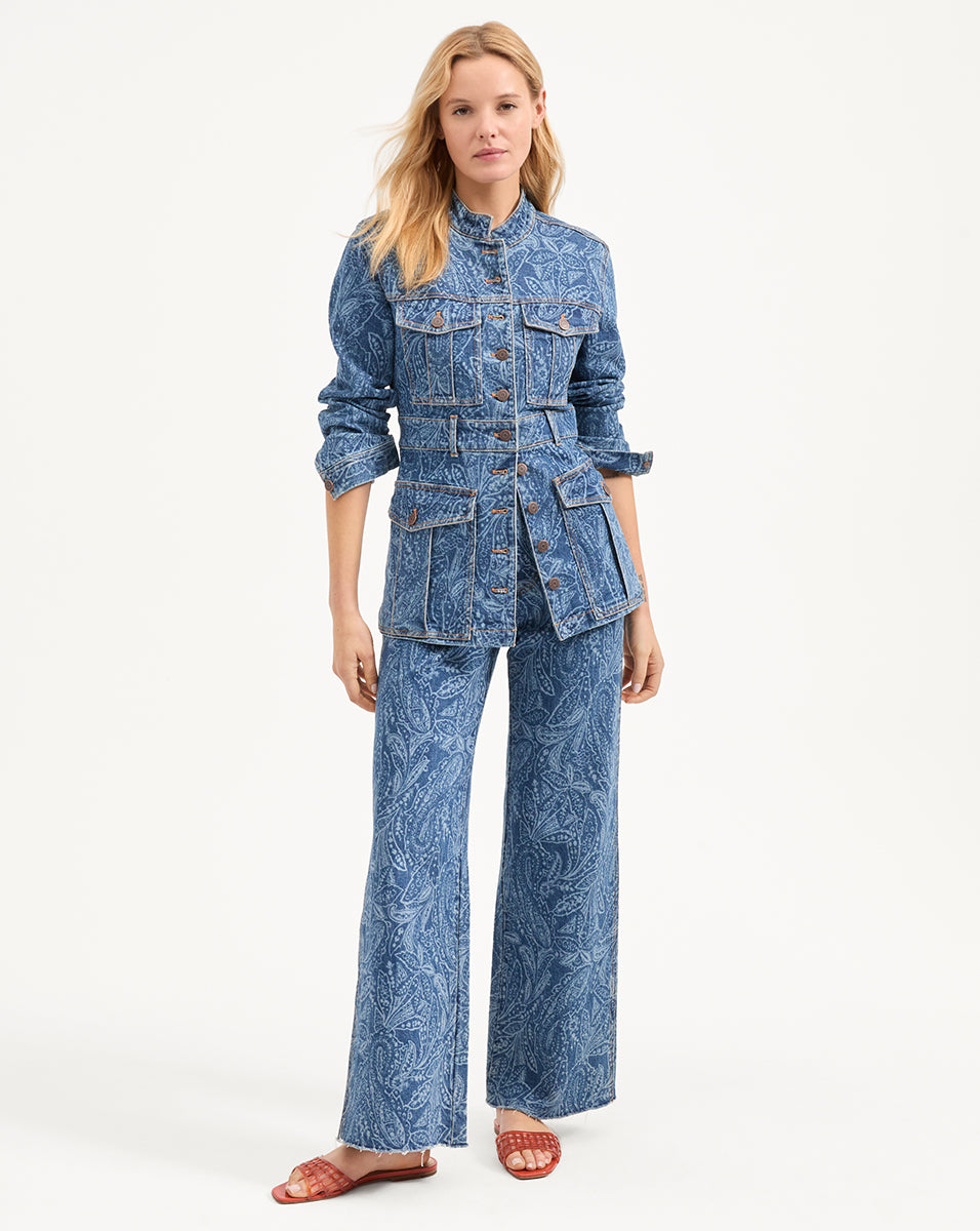 Stylish Tika Paisley Denim Jacket for Women - Trendy Vintage Embroidered Denim Coat - Perfect for Casual Outfits, Music Festivals & Boho Fashion