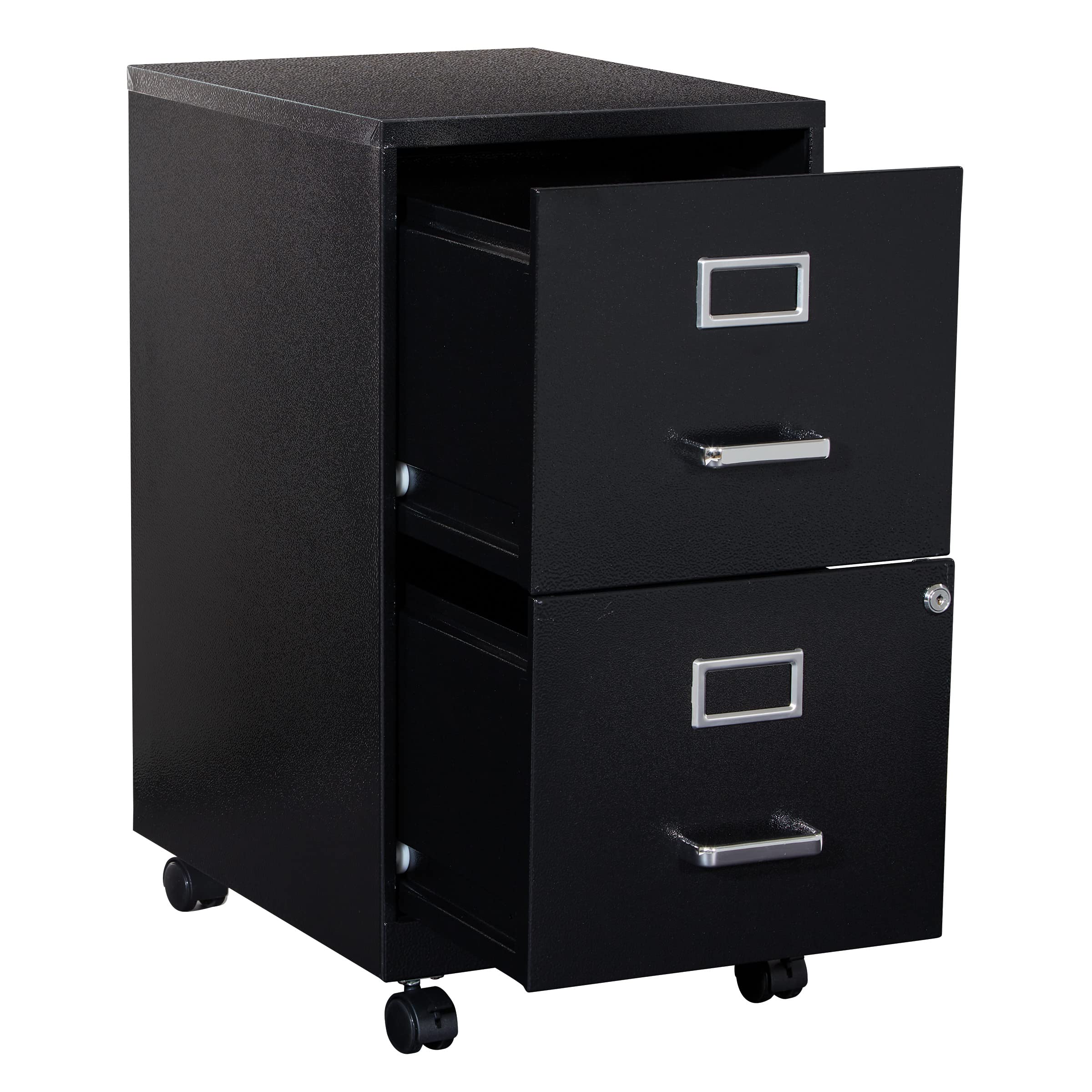 OSP 2-Drawer Mobile Locking Metal File Cabinet - Black, Secure Storage for Office, Home, or Classroom Documents & Supplies