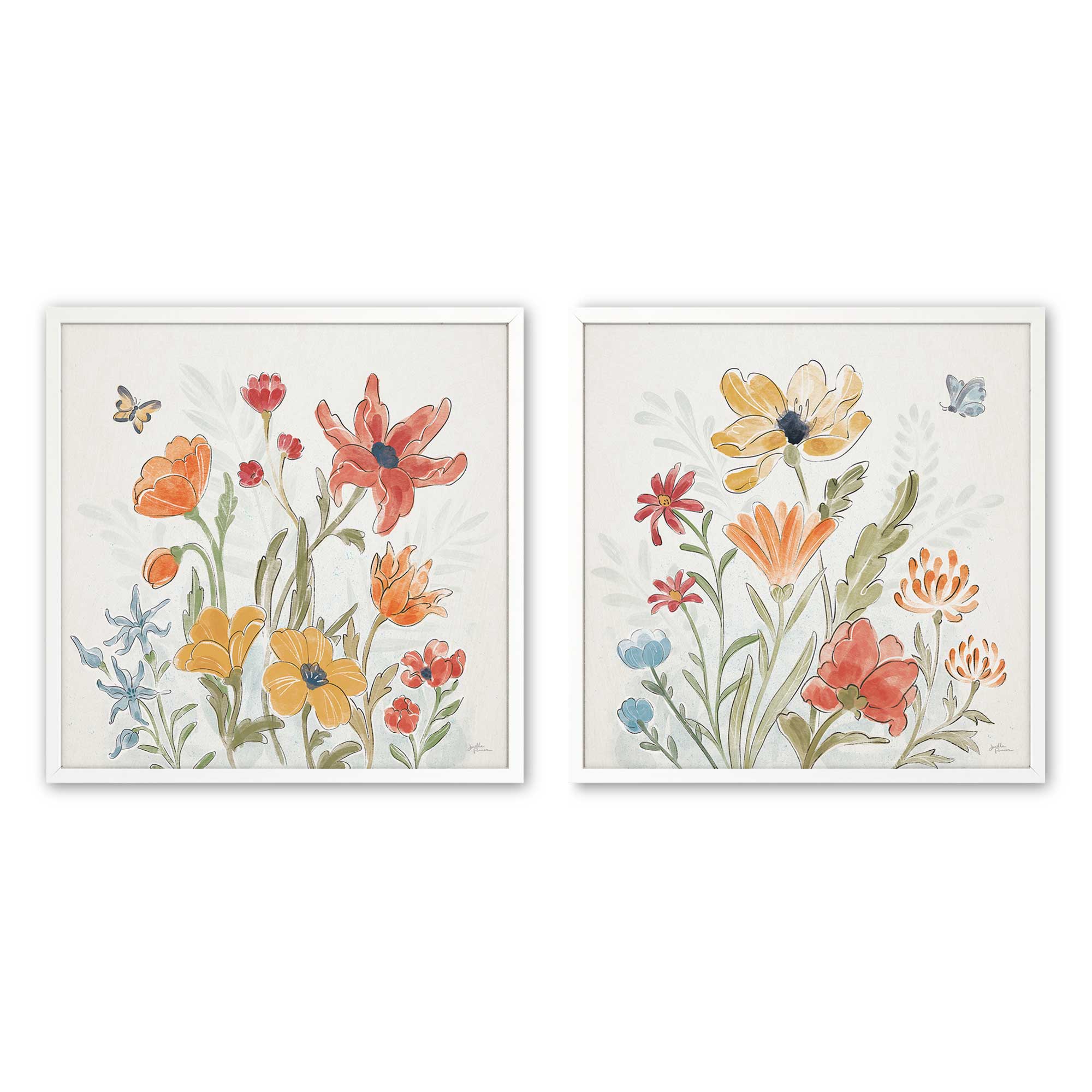 Garden Harmony Set of 2 Wall Art Prints - Nature Inspired Decor for Living Room, Bedroom & Office