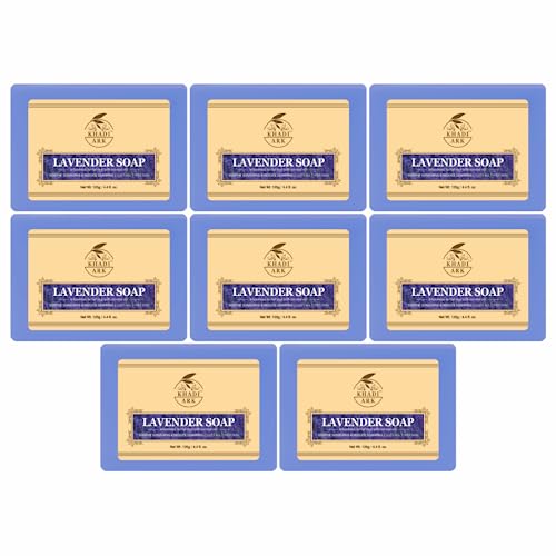 Khadi Ark Herbal Natural Handmade Lavender Bath Soap - 125g (Pack of 8) | Moisturizing & Aromatherapy for Relaxation & Skin Care