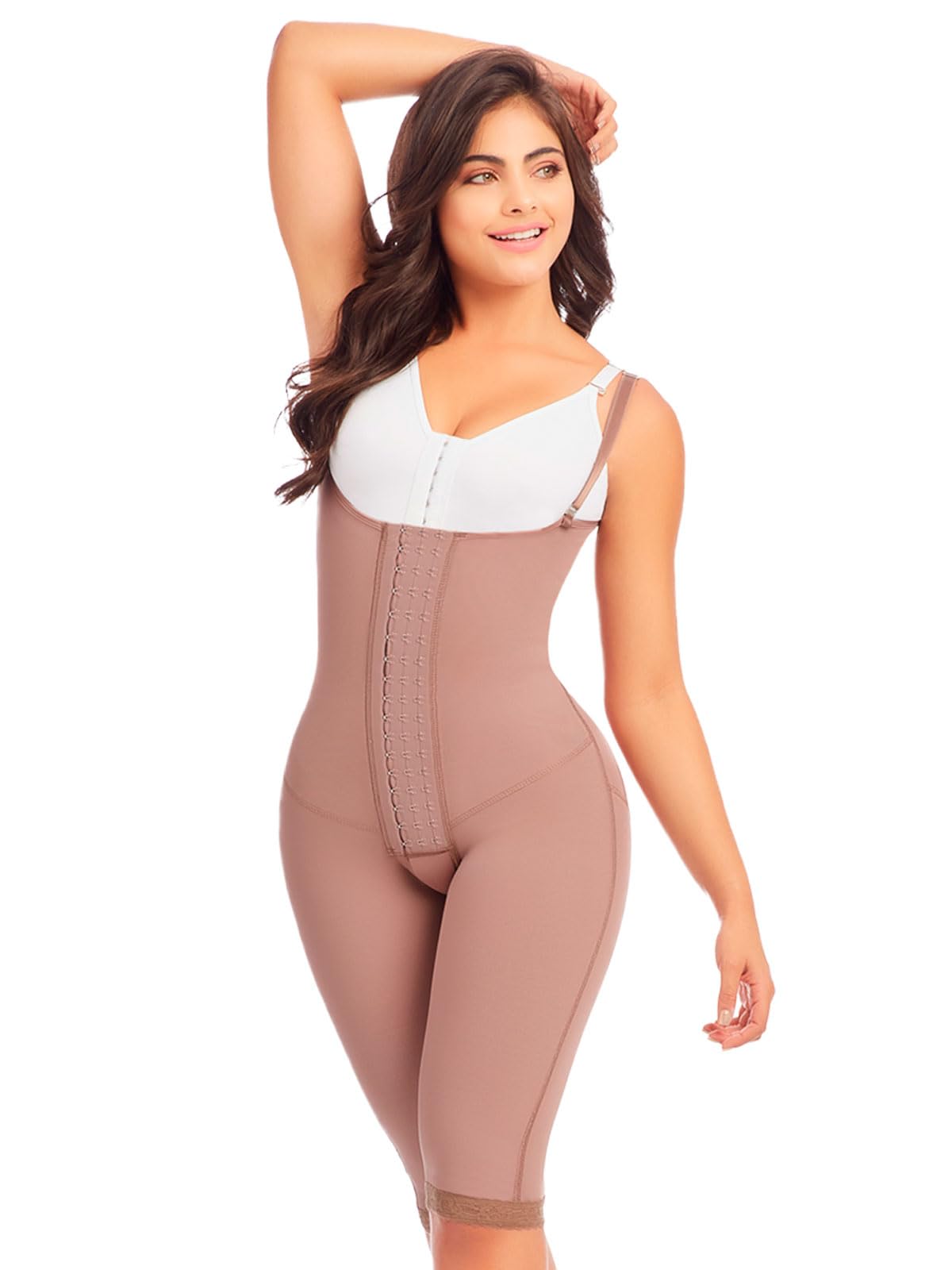 DELIE Colombian Shapewear 186 High Compression Knee-Length Girdle - 3 Hook Rows Butt Lifting Body Shaper for Women | Tummy Control & Waist Training | Perfect for Postpartum, Workouts & Special Occasions