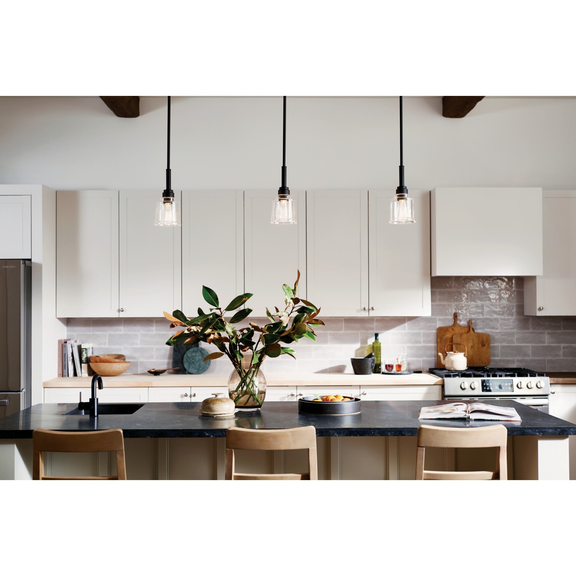 Aivian 5 Inch Modern Black Pendant Light - Sleek Hanging Fixture for Kitchen Island, Dining Room, or Bedroom Lighting