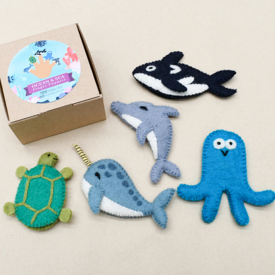 Ocean and Sea Creatures Felt Finger Puppet Set - 12pcs Marine Animal Toys for Kids Storytelling, Early Education & Interactive Play - Perfect for Classroom, Birthday Parties & Imaginative Play